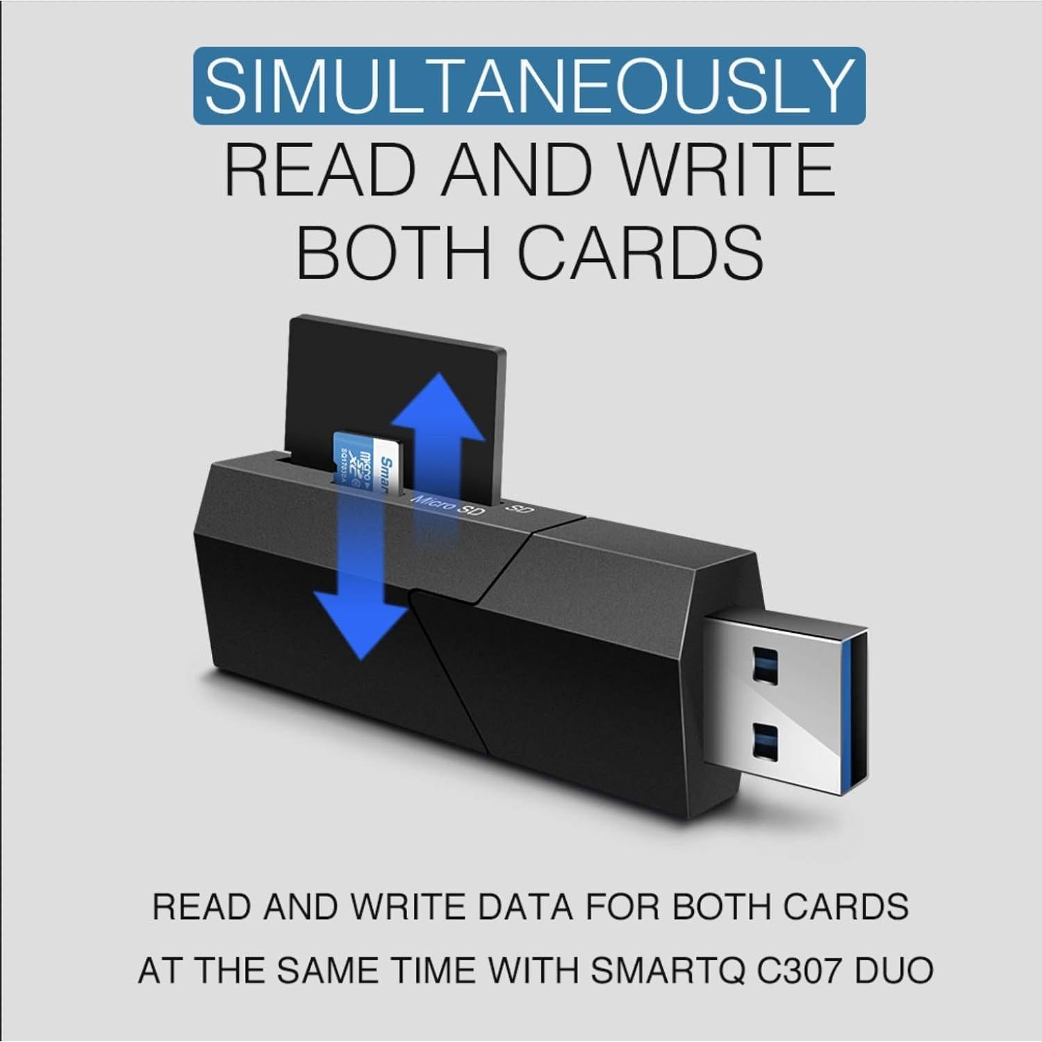 Lector de Tarjetas SmartQ C307 Duo USB 3.0 Portátil