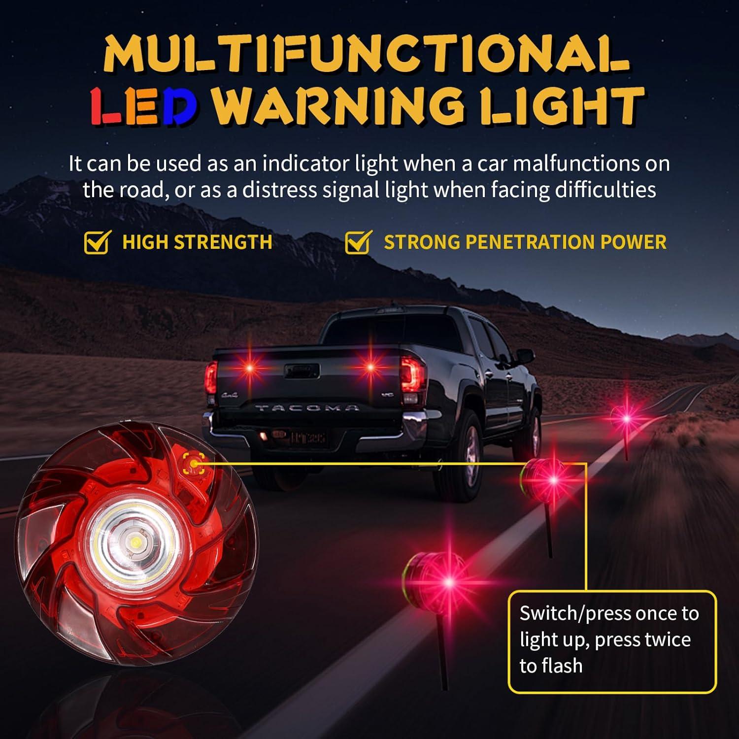 Baliza de Alerta LED Tumecos HS81 con Base Magnética - Rojo