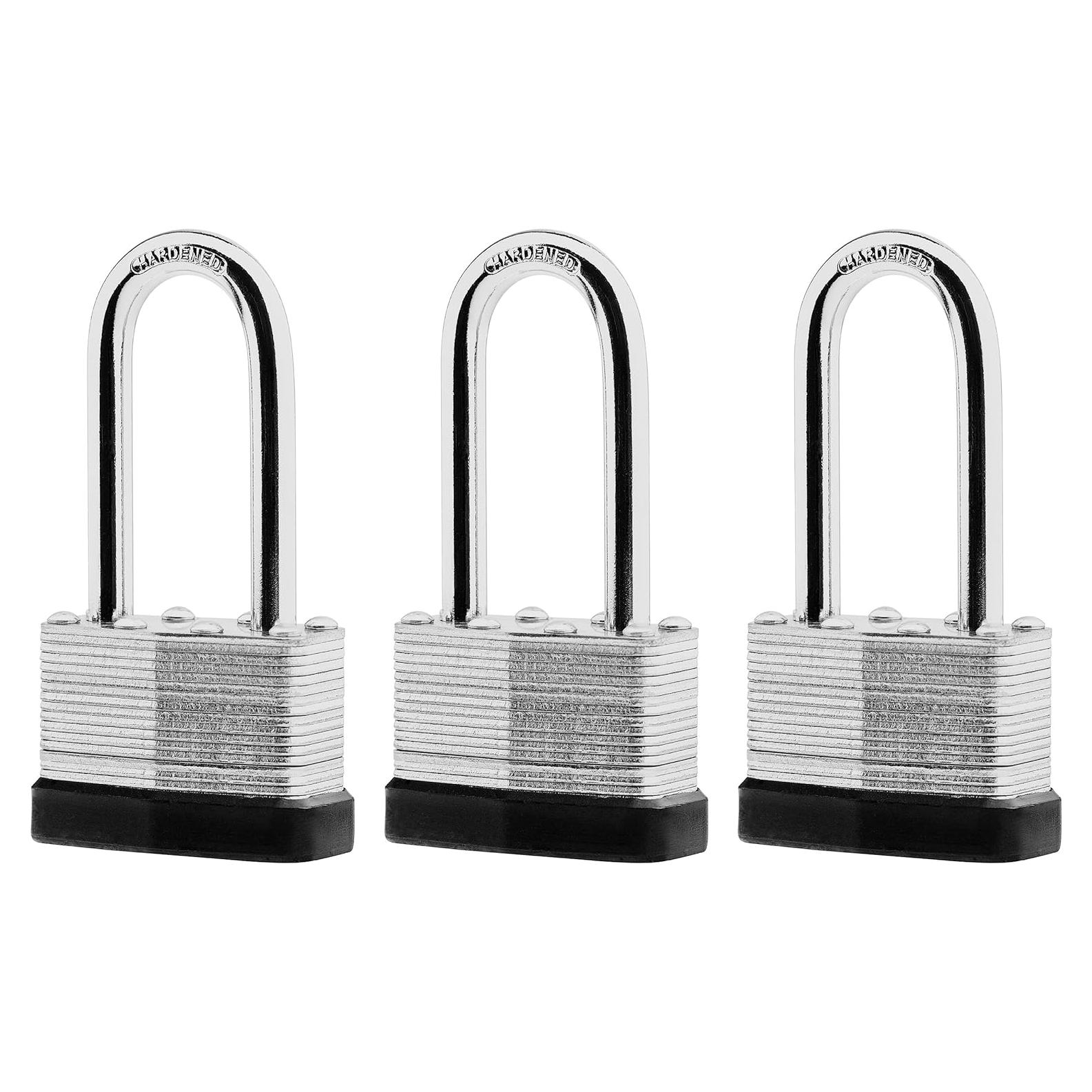 Juego de 3 Candados de Acero Laminado SafiSwords 45mm con Llaves Iguales