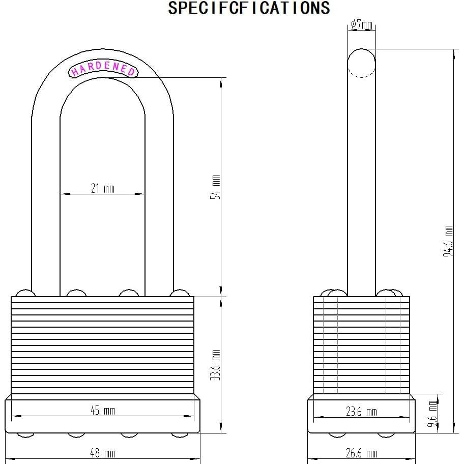 Juego de 3 Candados de Acero Laminado SafiSwords 45mm con Llaves Iguales