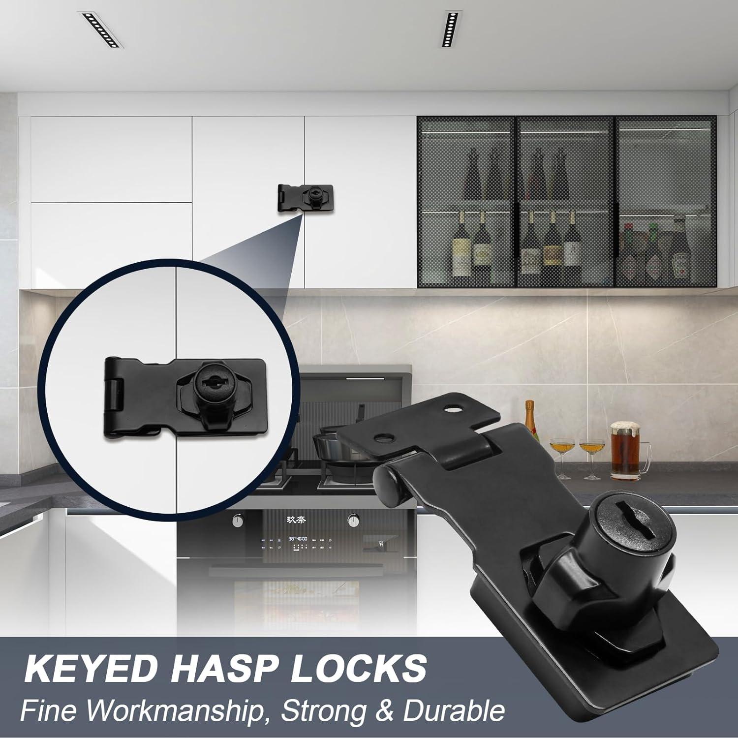 Cerraduras de Hasp Kyuionty 2 Pcs 65x32mm con Llave Negra