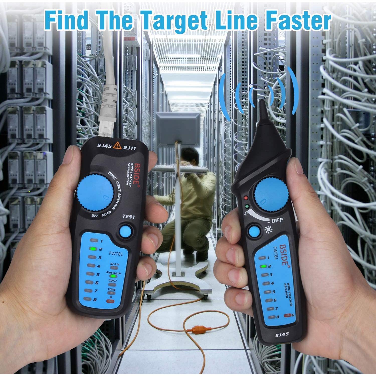Probador de Cable de Red BSIDE FWT81 con Linterna y Doble Perilla