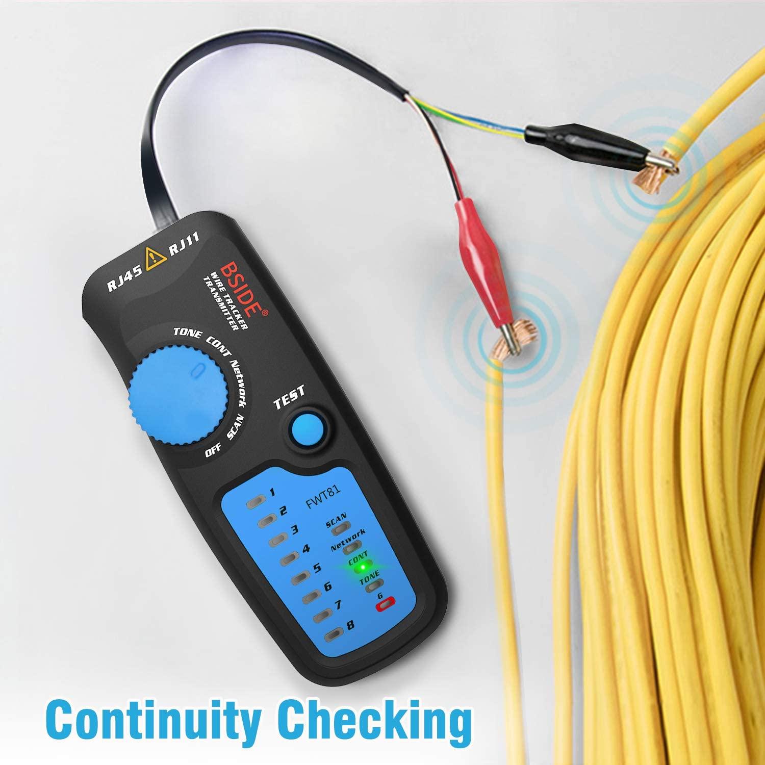Probador de Cable de Red BSIDE FWT81 con Linterna y Doble Perilla