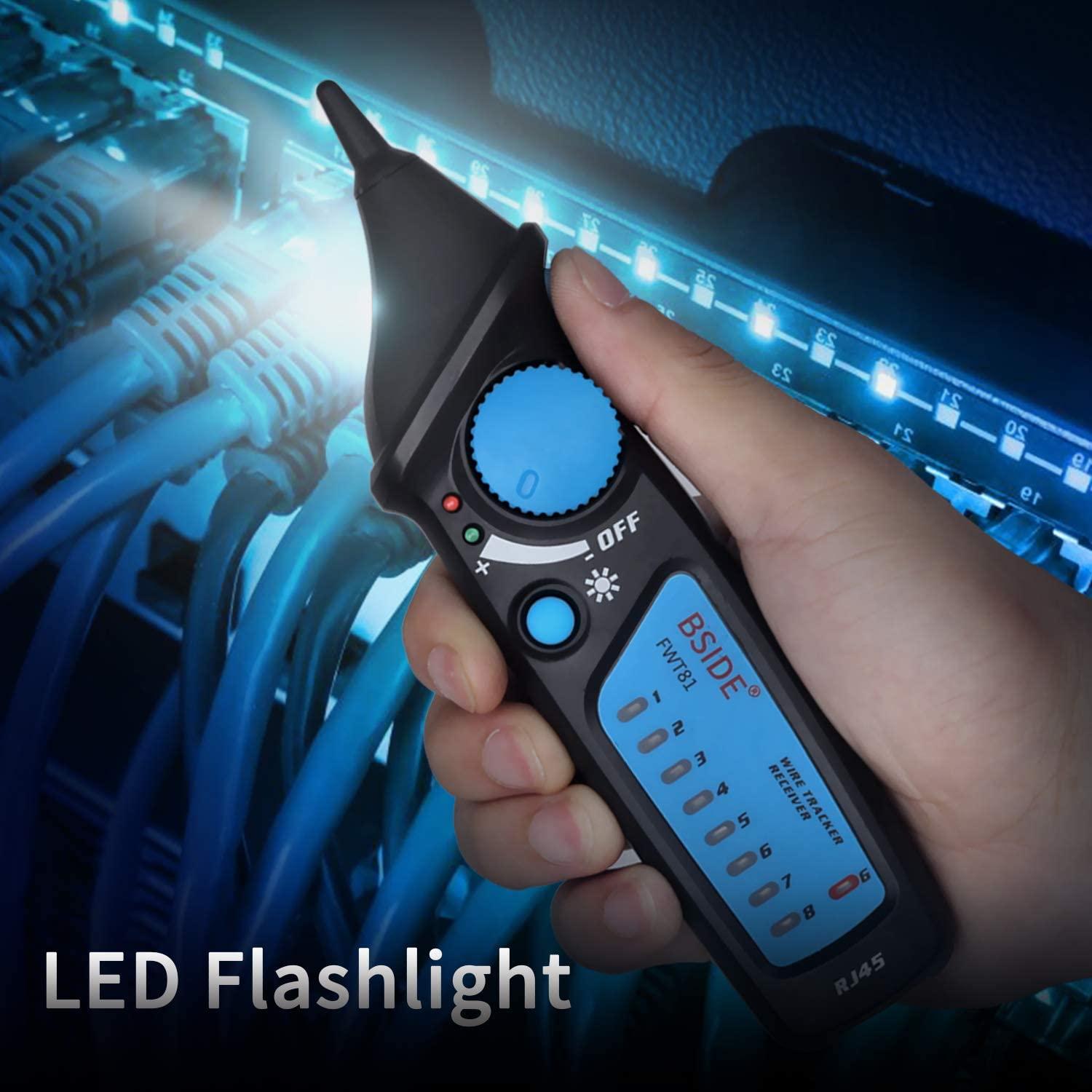 Probador de Cable de Red BSIDE FWT81 con Linterna y Doble Perilla