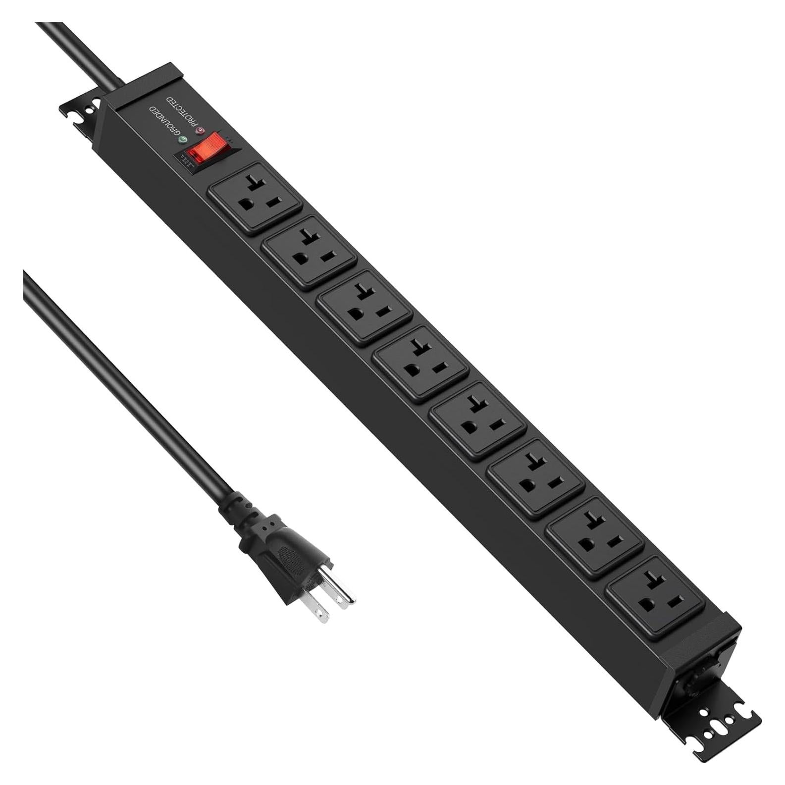 Regleta de Poder JUNNUJ 20A 8 Salidas Metal 1.83m con Protección