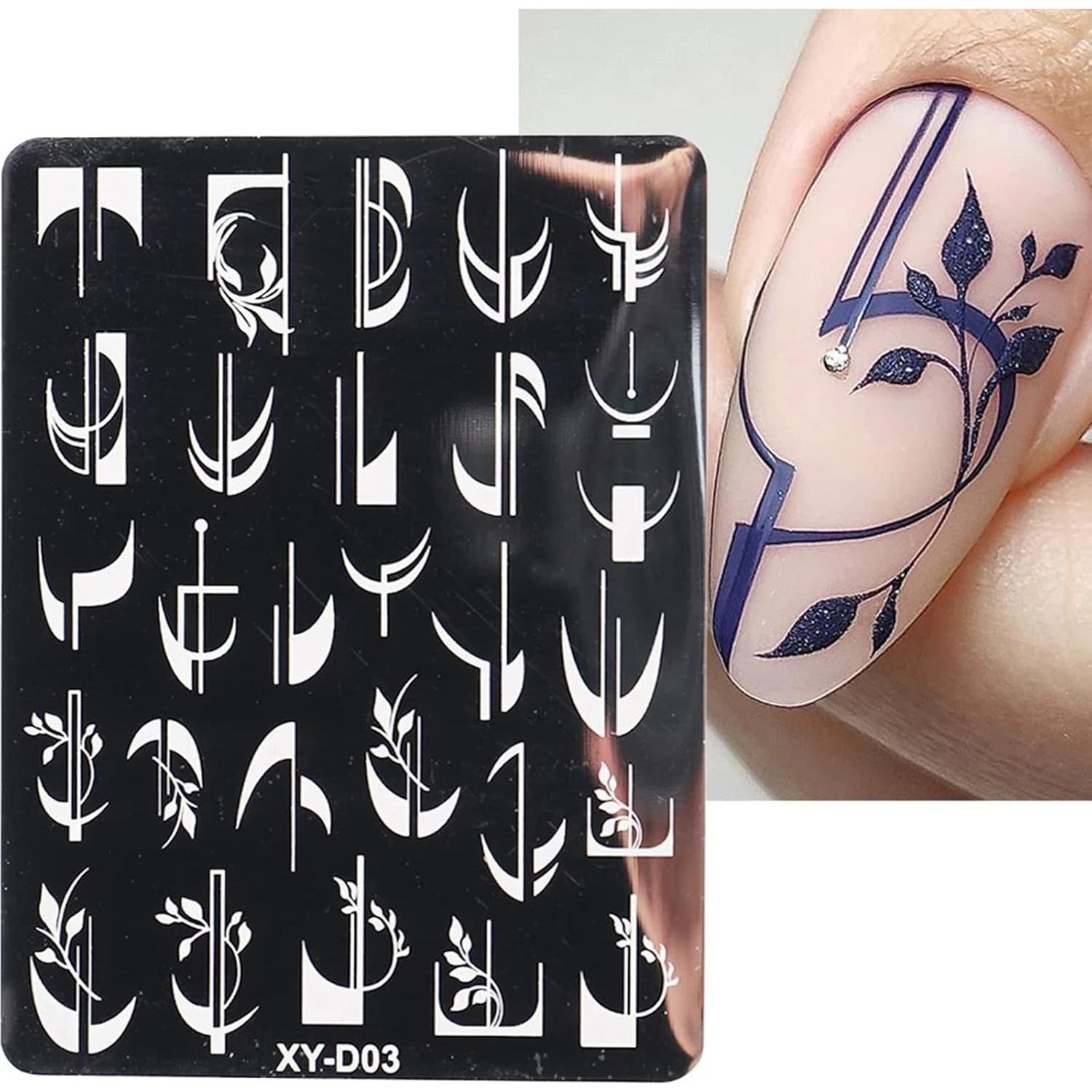 Juego de Plantillas de Estampado de Uñas KKUOO - 6 Piezas