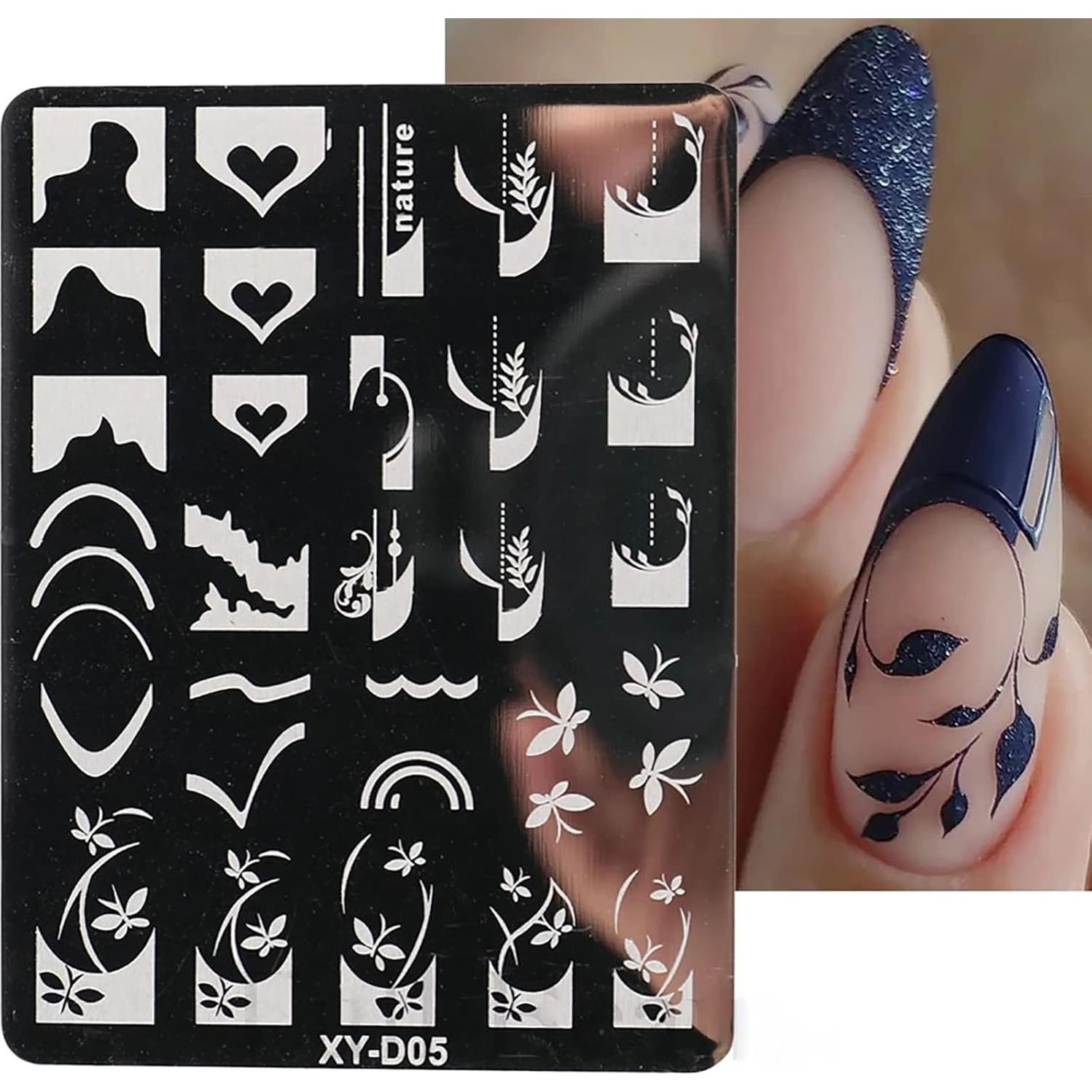 Juego de Plantillas de Estampado de Uñas KKUOO - 6 Piezas