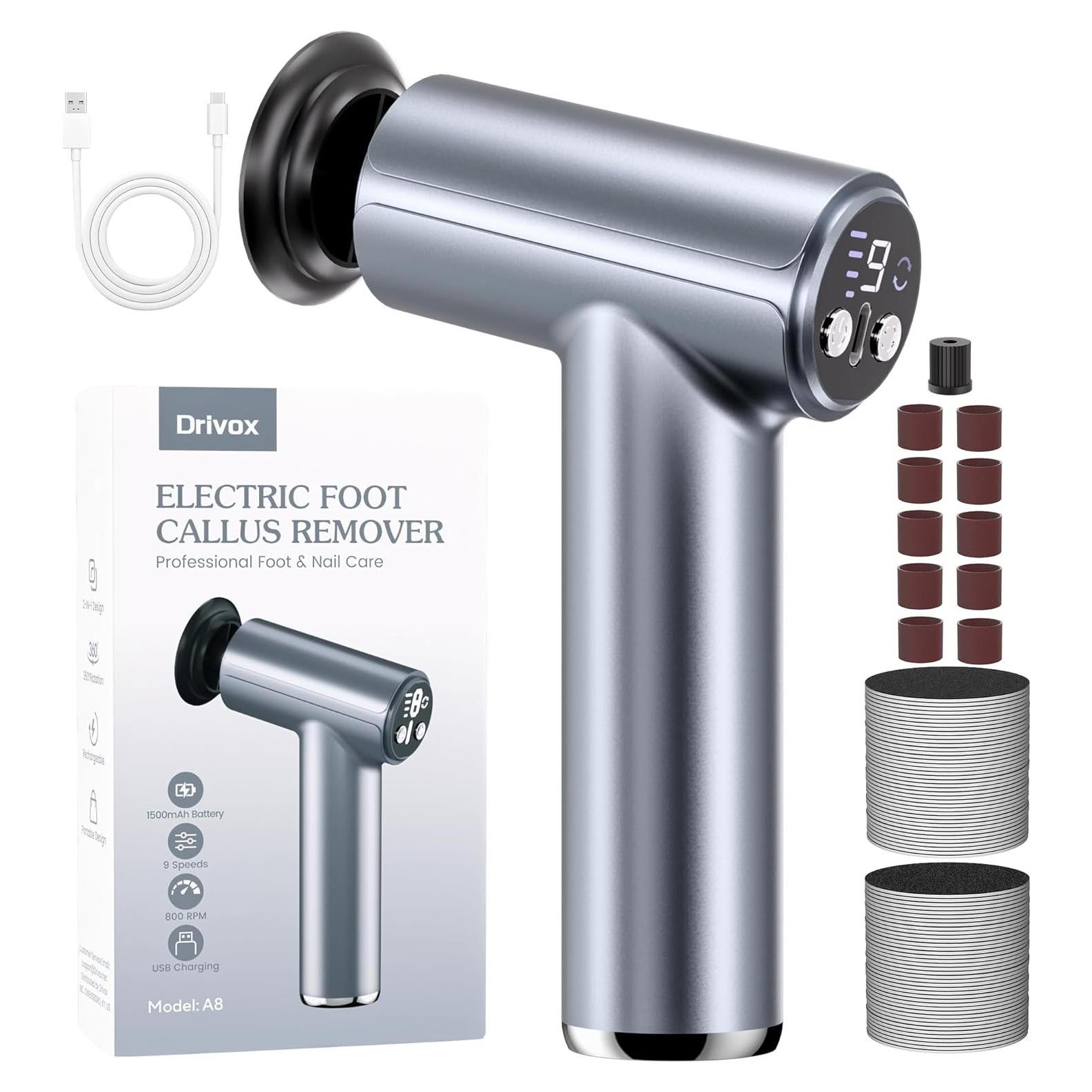 Removedor de Callos Eléctrico Drivox A8 2-en-1 Recargable