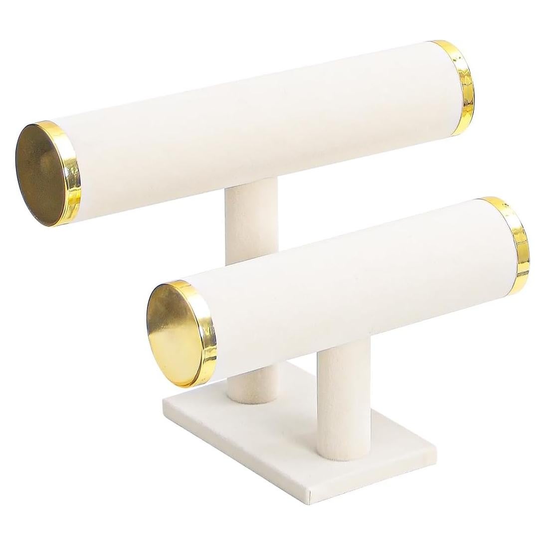 Soporte organizador de pulseras Justsoso 2 niveles terciopelo Beige