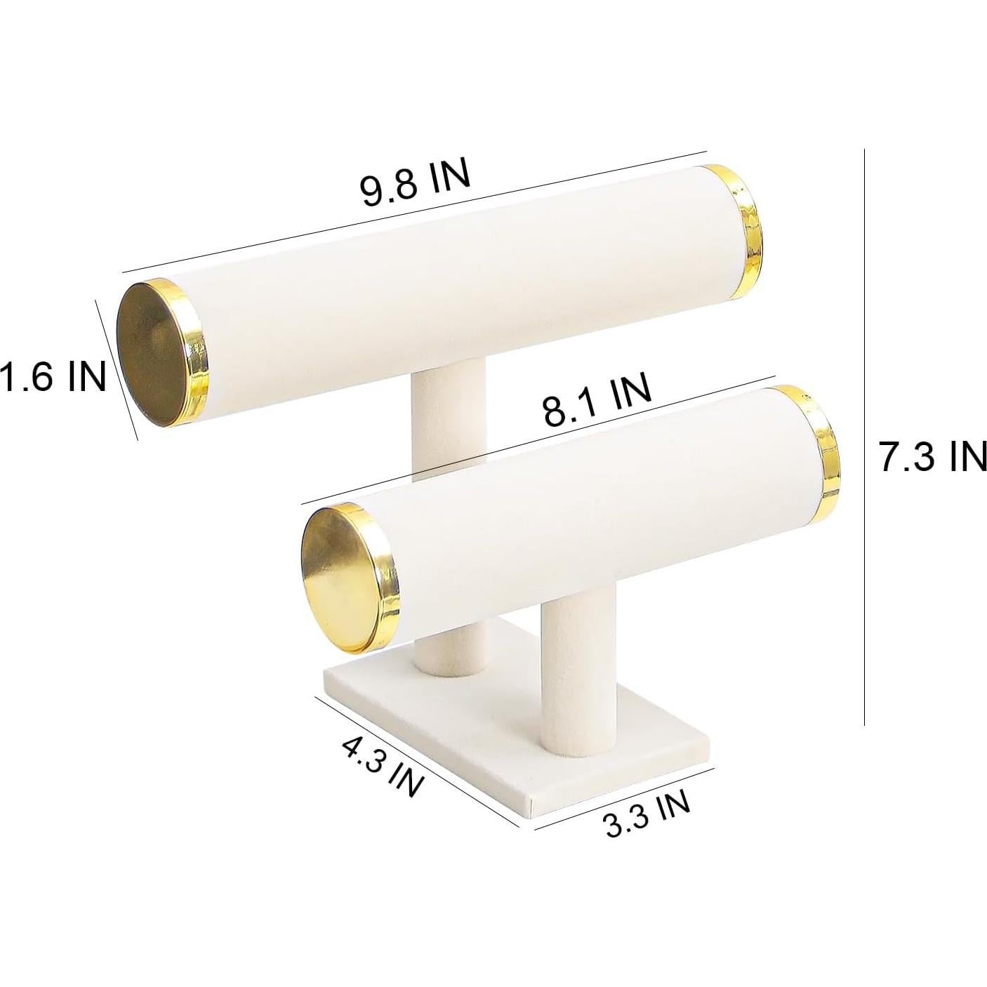 Soporte organizador de pulseras Justsoso 2 niveles terciopelo Beige
