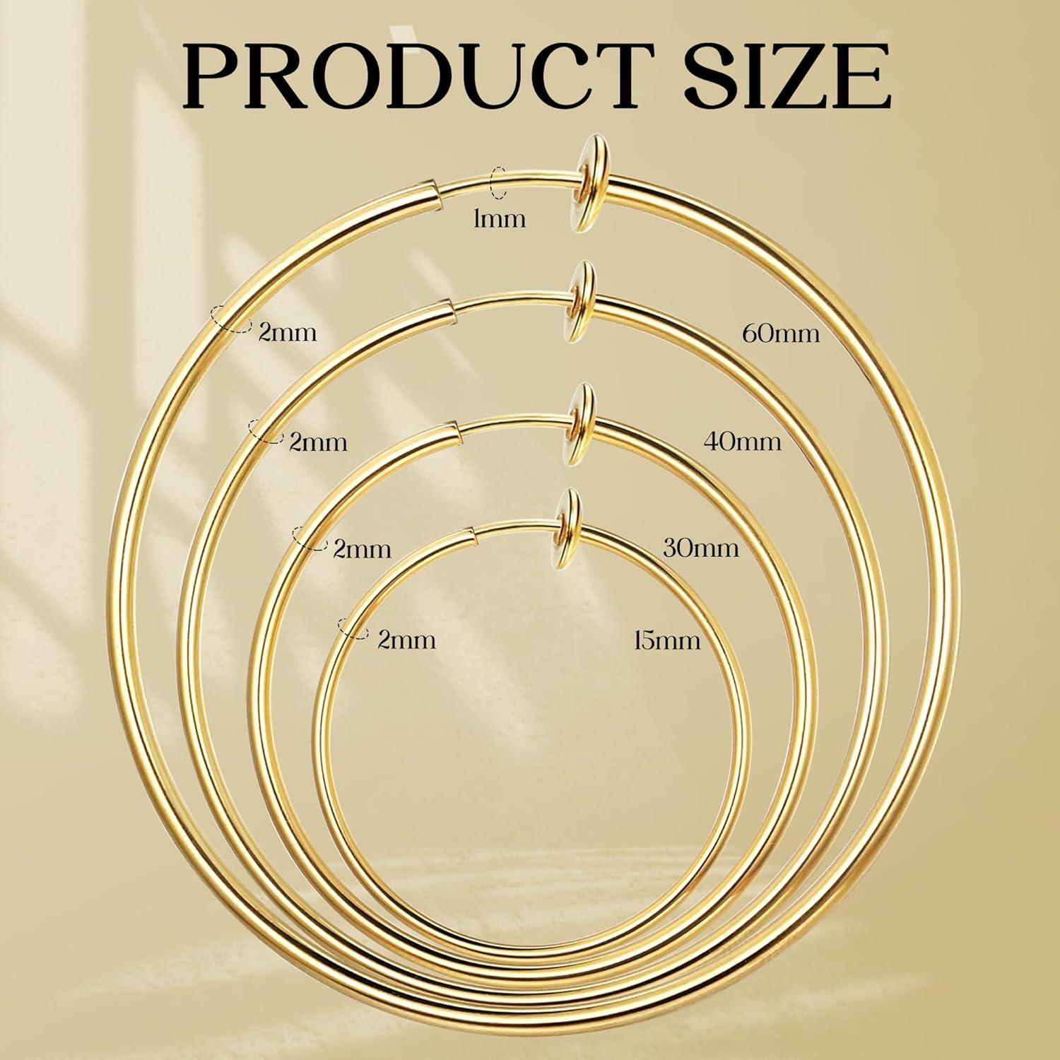 Pendientes de Aro Clip On Magitaco 8 Pares Acero Inoxidable