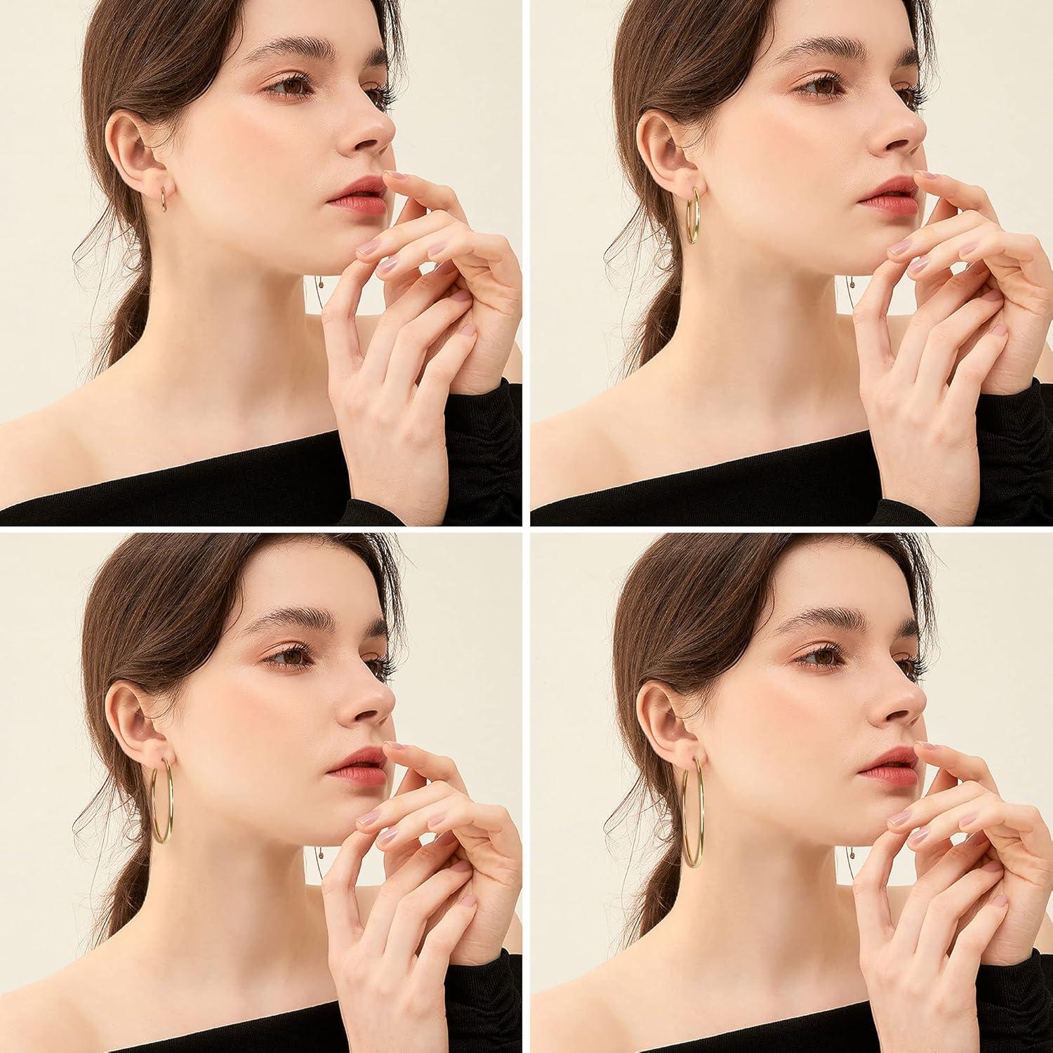 Pendientes de Aro Clip On Magitaco 8 Pares Acero Inoxidable