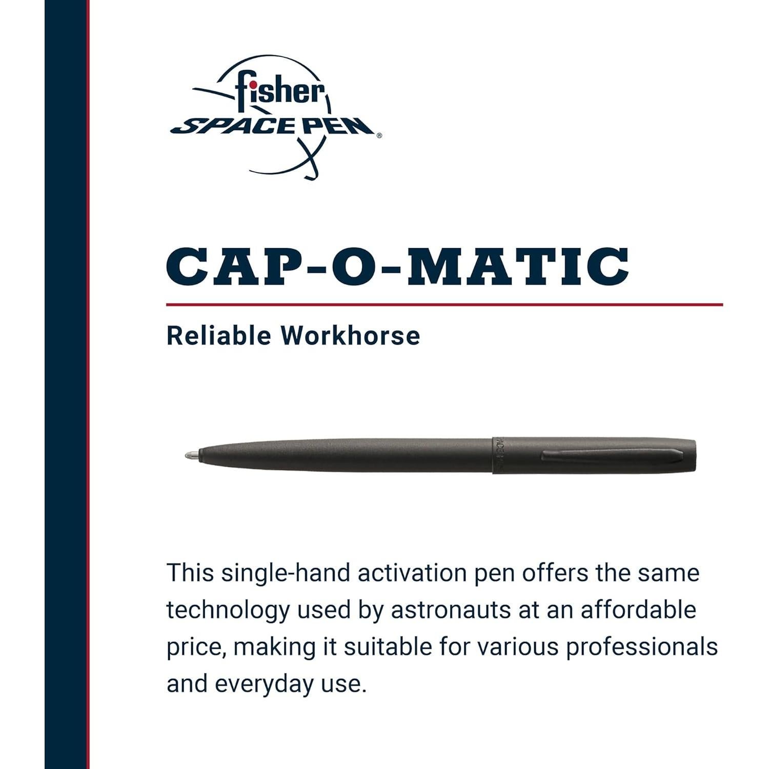 Bolígrafo Espacial Fisher M4B Militar Negro Mate Tinta Negra