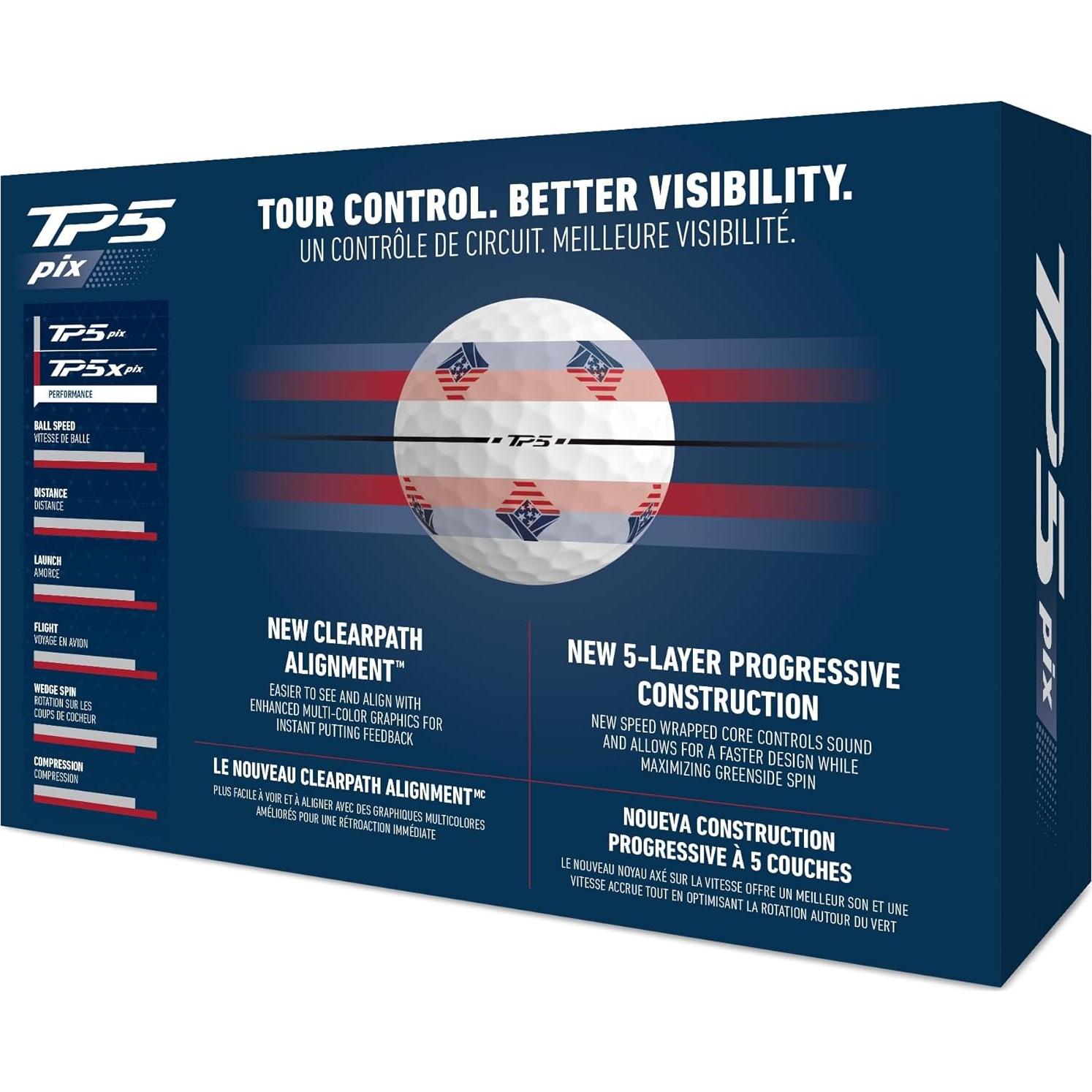 Pelotas de Golf TaylorMade TP5 Pix 2024 - 12 Unidades