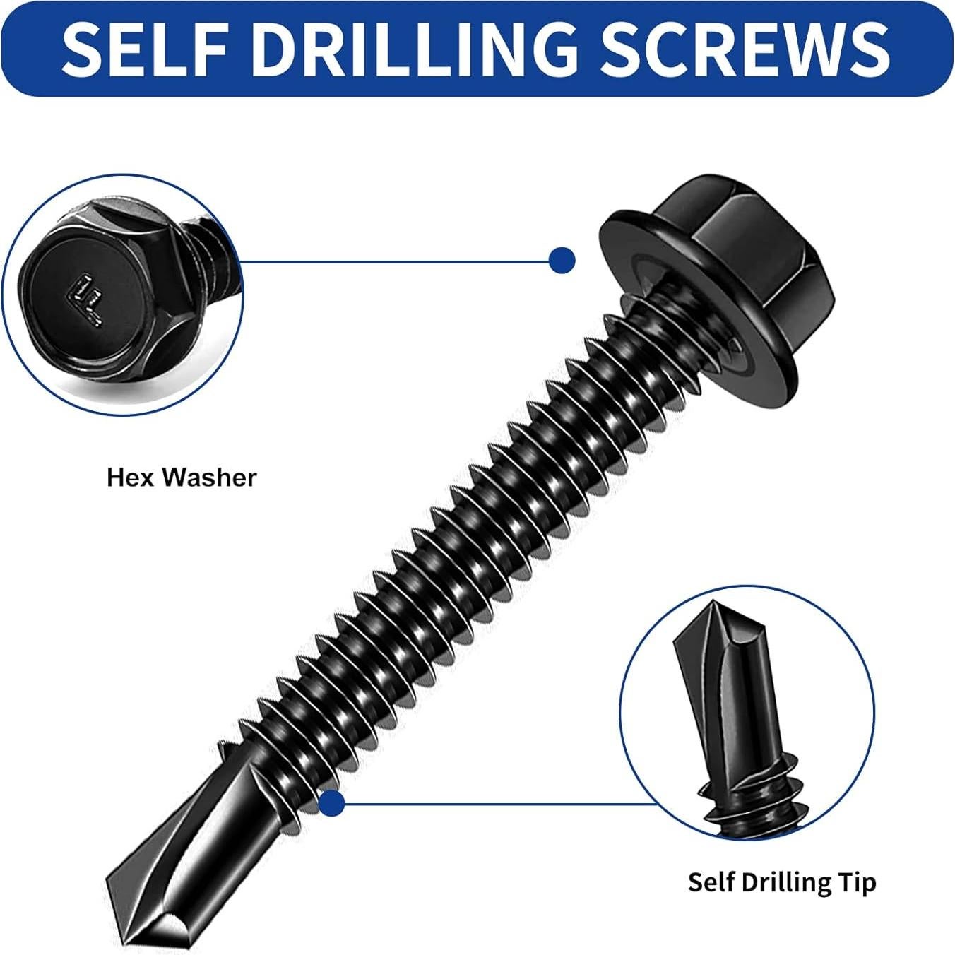 Kit de Tornillos Autoperforantes JROUTH #8 220 PCS Acero Inoxidable