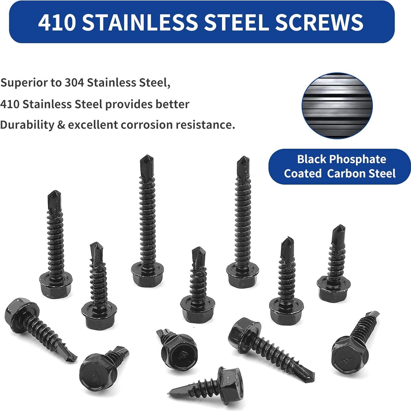 Kit de Tornillos Autoperforantes JROUTH #8 220 PCS Acero Inoxidable