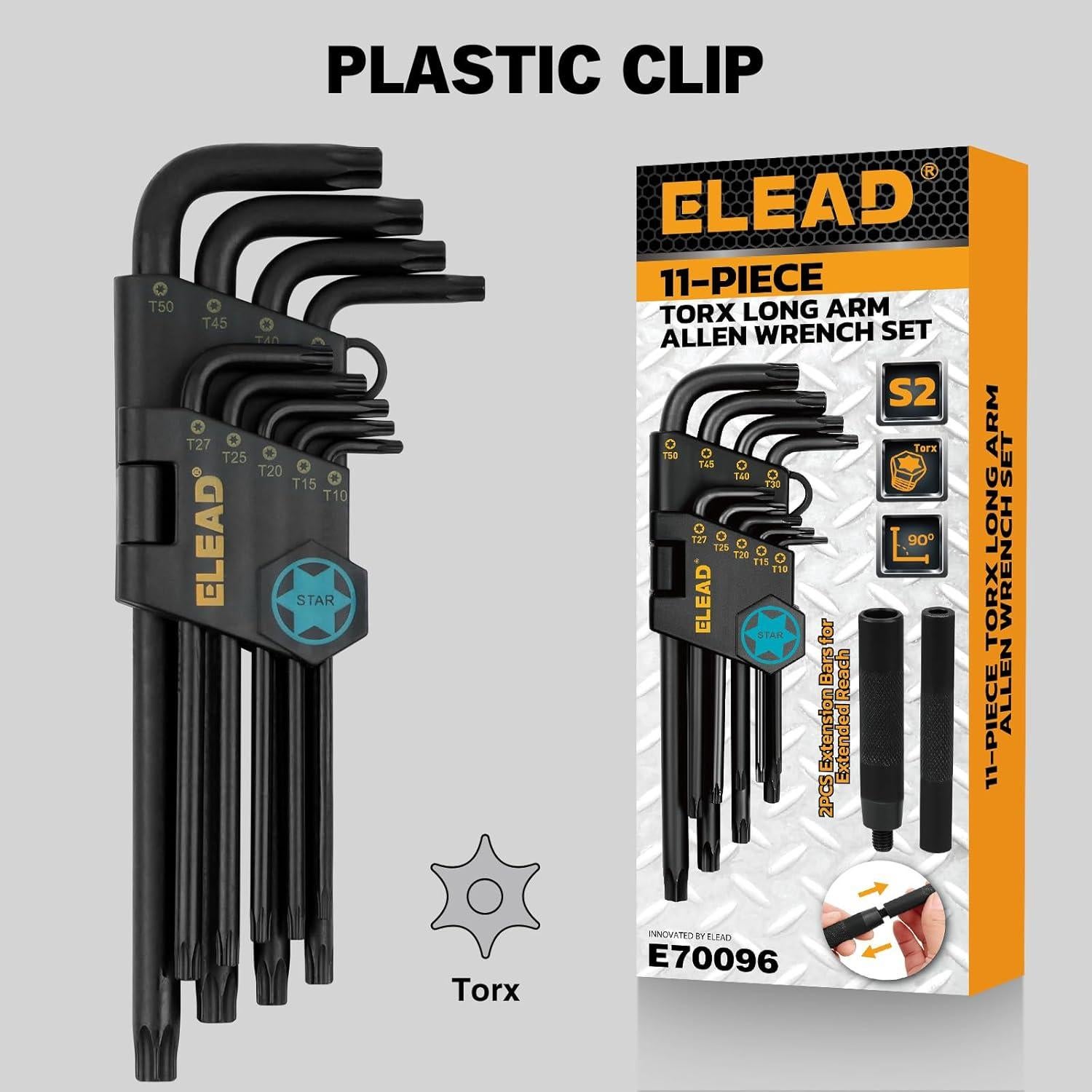 Juego de Llaves Allen Torx 11 Piezas ELEAD T10-T50 Acero S2