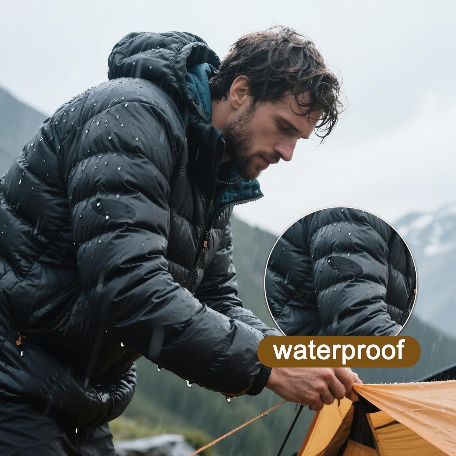 Parche de reparación Azobur para chaquetas de plumas - 2 piezas, impermeable