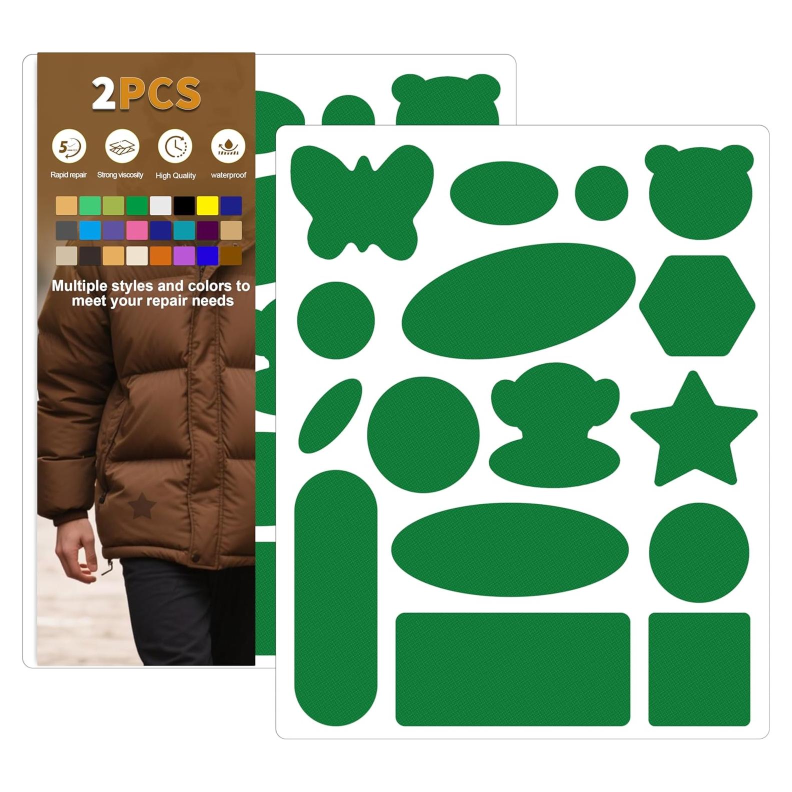 Parche de reparación Azobur para chaquetas de plumas - 2 piezas, impermeable, autoadhesivo, nylon