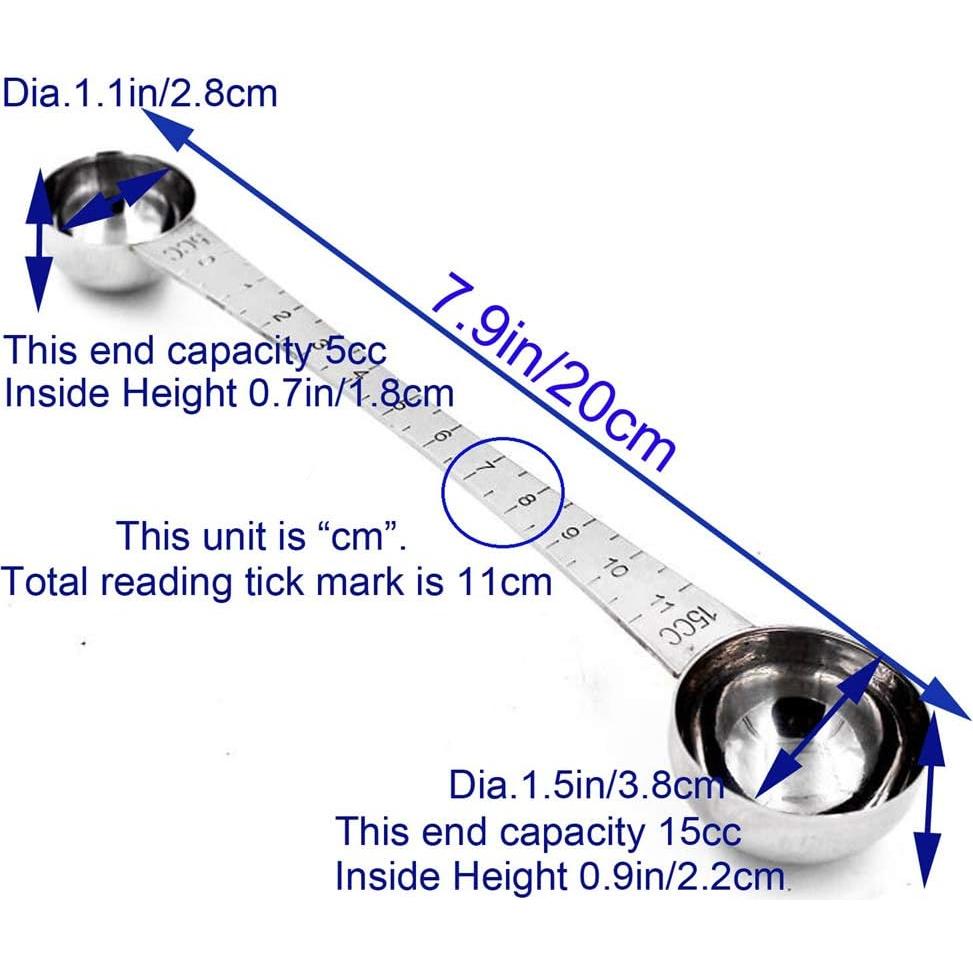 Cucharas Medidoras Doble CoaGu Acero Inoxidable 5ml y 15ml