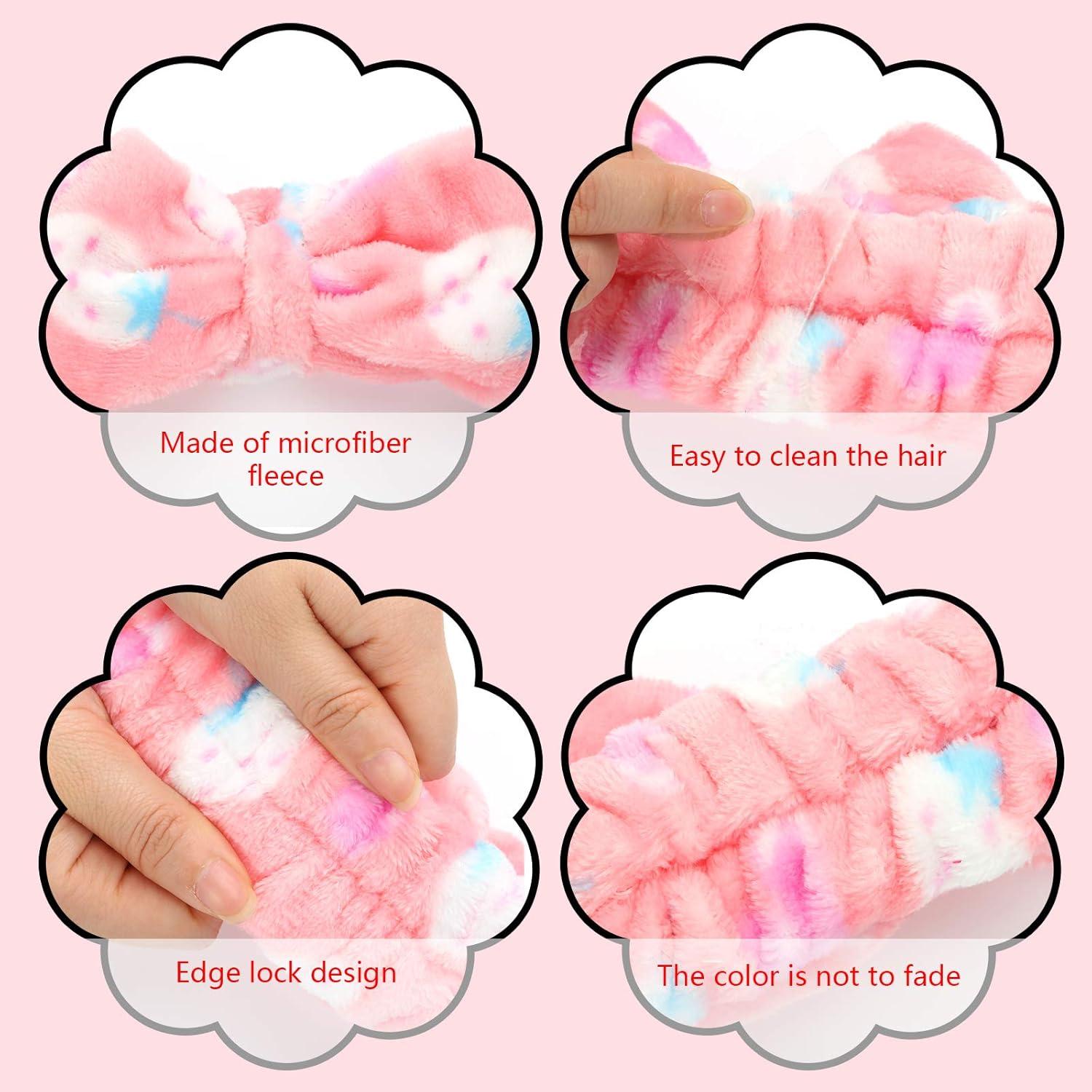 3 Diademas de Toalla Hicarer con Lazo para Cuidado Facial