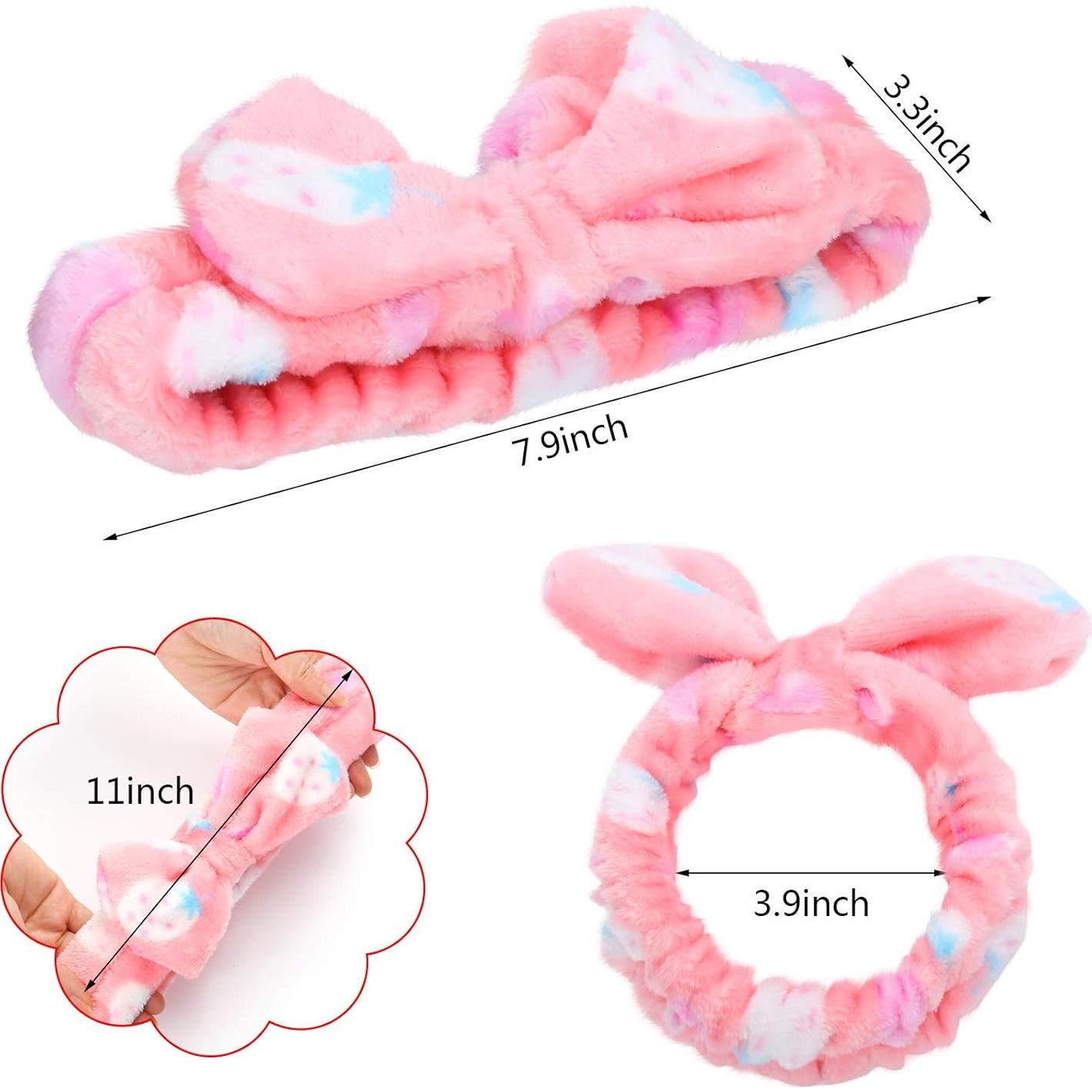 3 Diademas de Toalla Hicarer con Lazo para Cuidado Facial