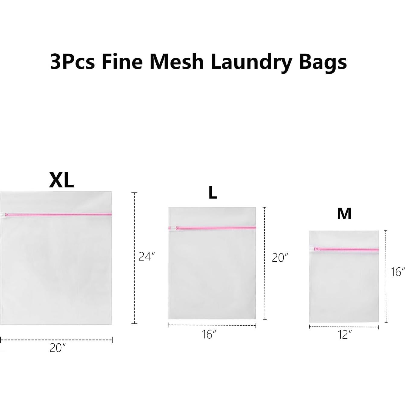 3 Bolsas de Lavandería de Malla Fina Lsnhincp - Cremallera
