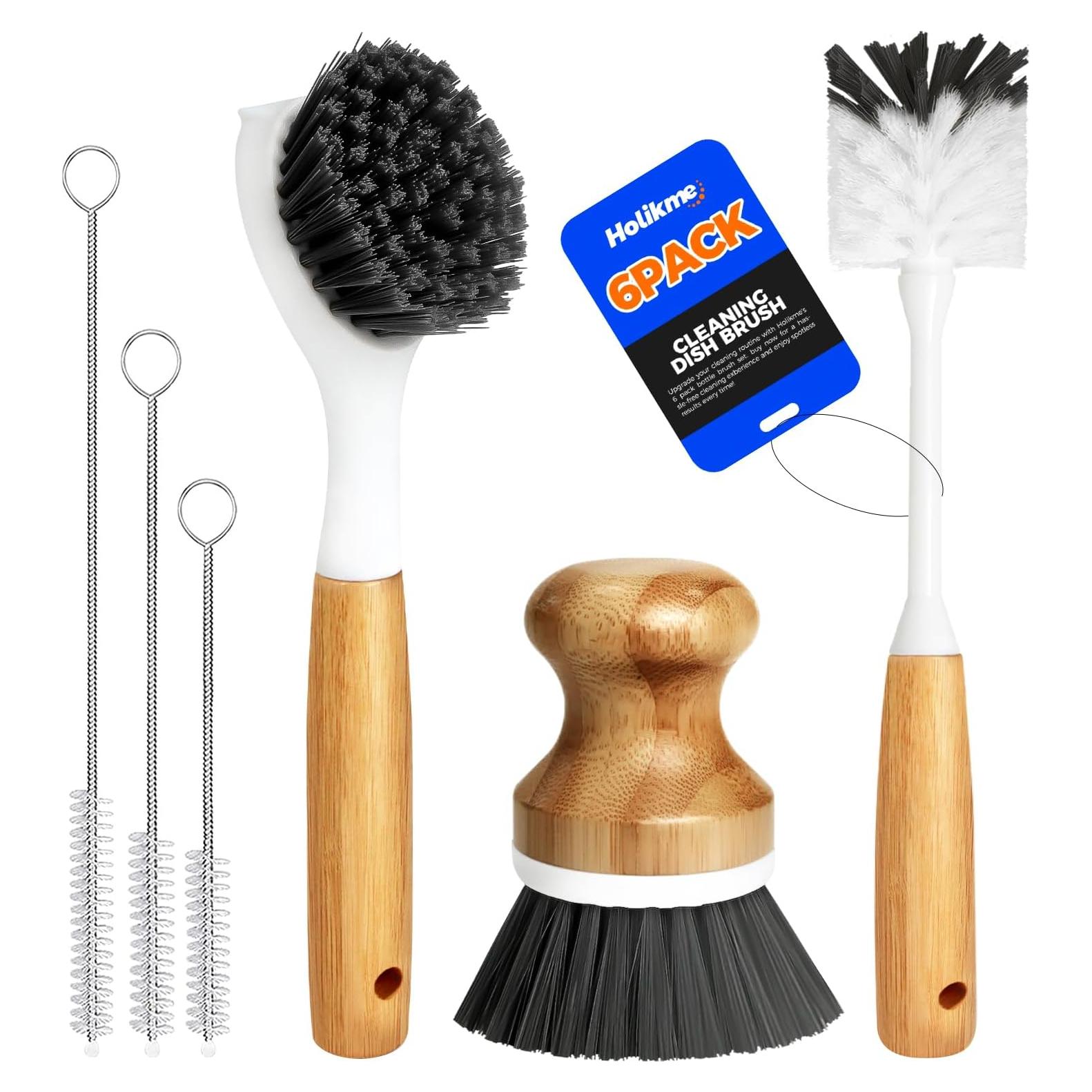 Juego de Cepillos de Cocina Holikme 6 Piezas Bambú Gris