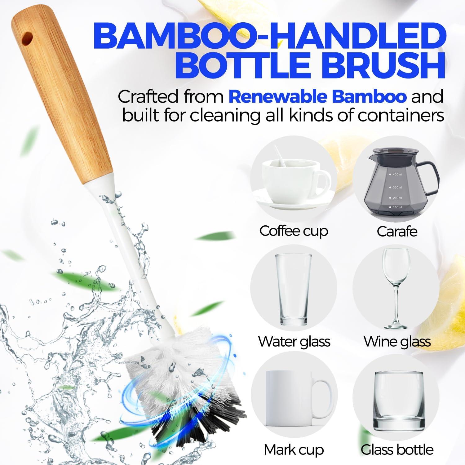 Juego de Cepillos de Cocina Holikme 6 Piezas Bambú Gris