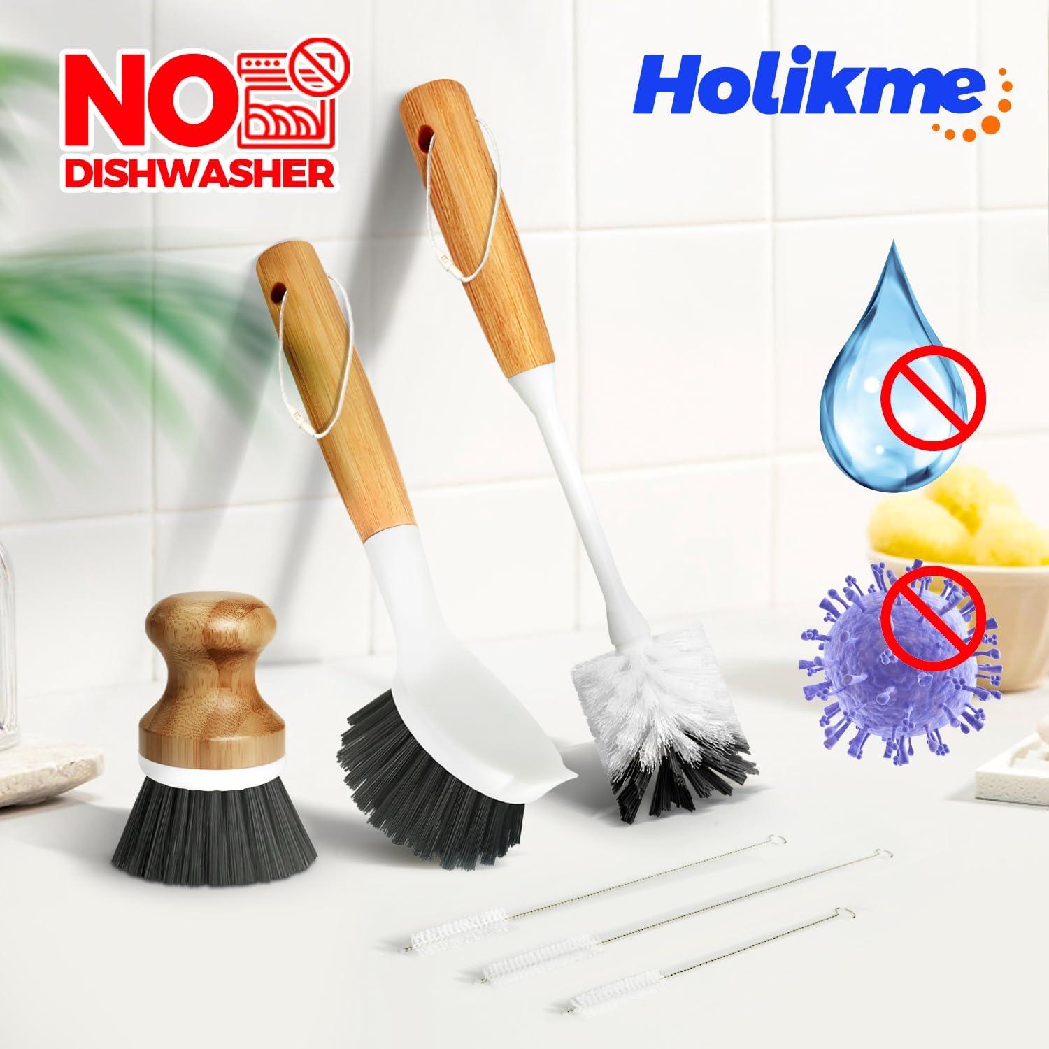 Juego de Cepillos de Cocina Holikme 6 Piezas Bambú Gris