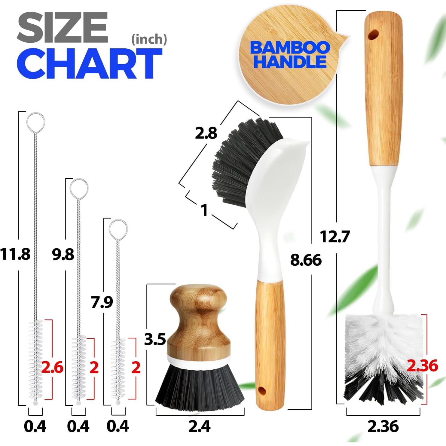 Juego de Cepillos de Cocina Holikme 6 Piezas Bambú Gris