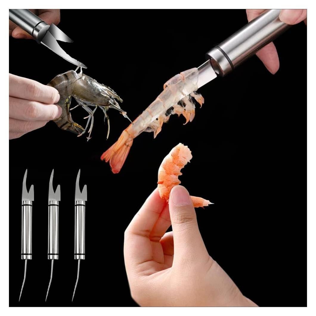 Cuchillo Multifuncional 5 en 1 Acero Inoxidable para Camarones y Pescado