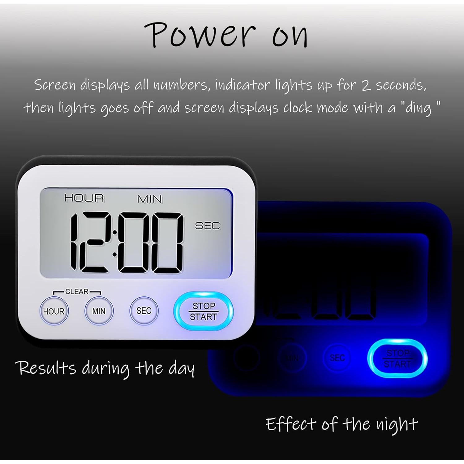 Temporizador de Cocina Digital VOULOIR Negro con Alarma Fuerte