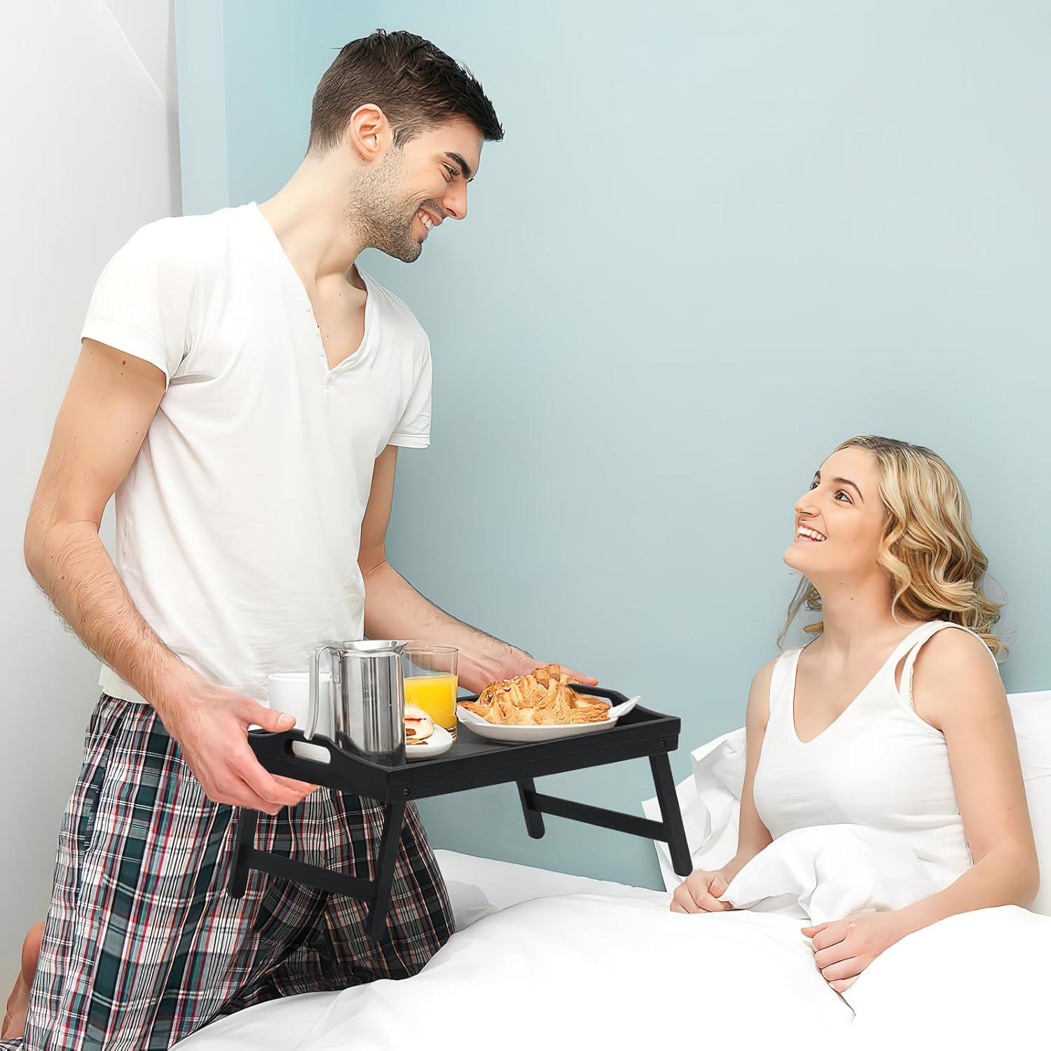 Bandeja de Cama Plegable Mxbamhyc 2 Pack Bambú 42.9x31.2 cm