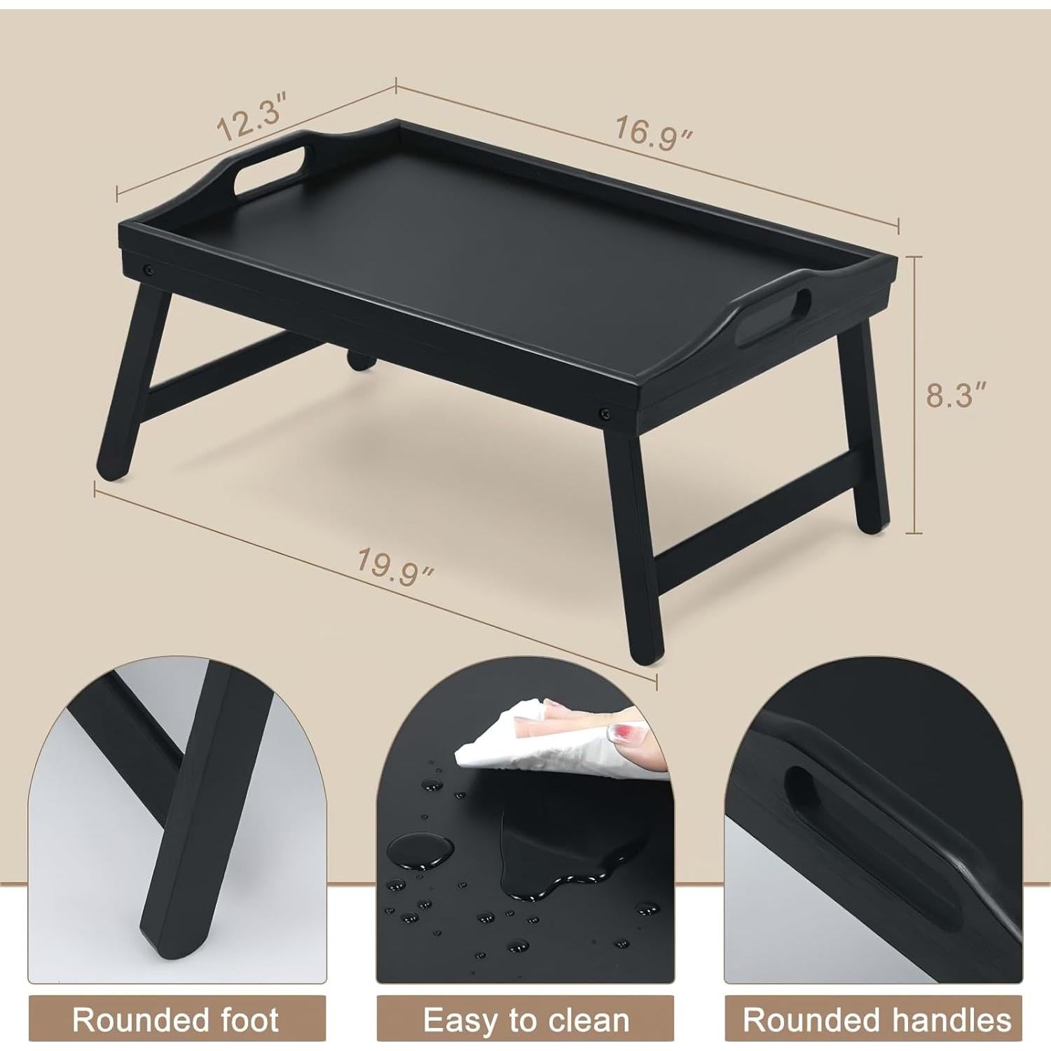 Bandeja de Cama Plegable Mxbamhyc 2 Pack Bambú 42.9x31.2 cm