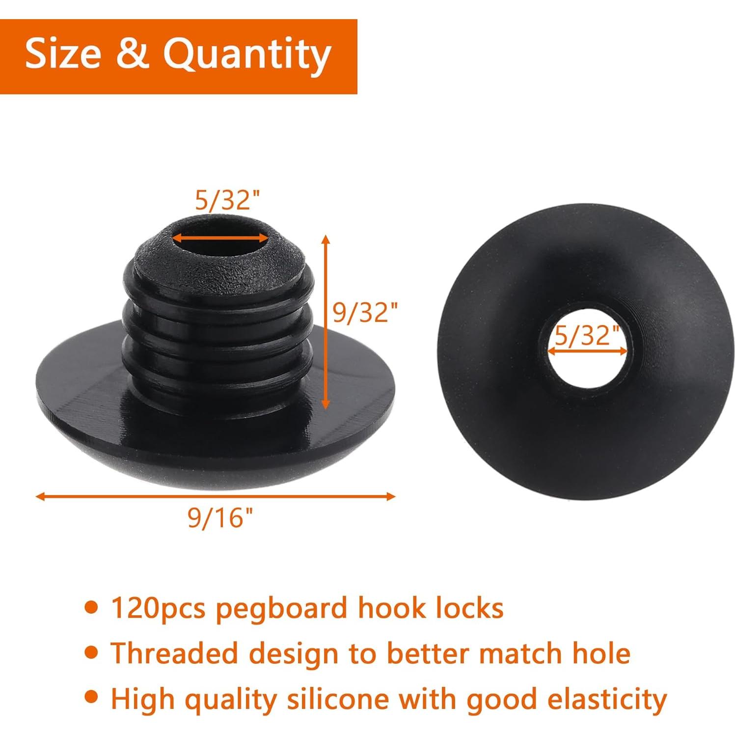 Bloques de bloqueo para ganchos de tablero de clavijas MENEONE 120PCS Negro