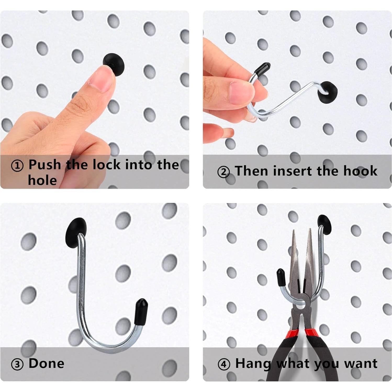 Bloques de bloqueo para ganchos de tablero de clavijas MENEONE 120PCS Negro