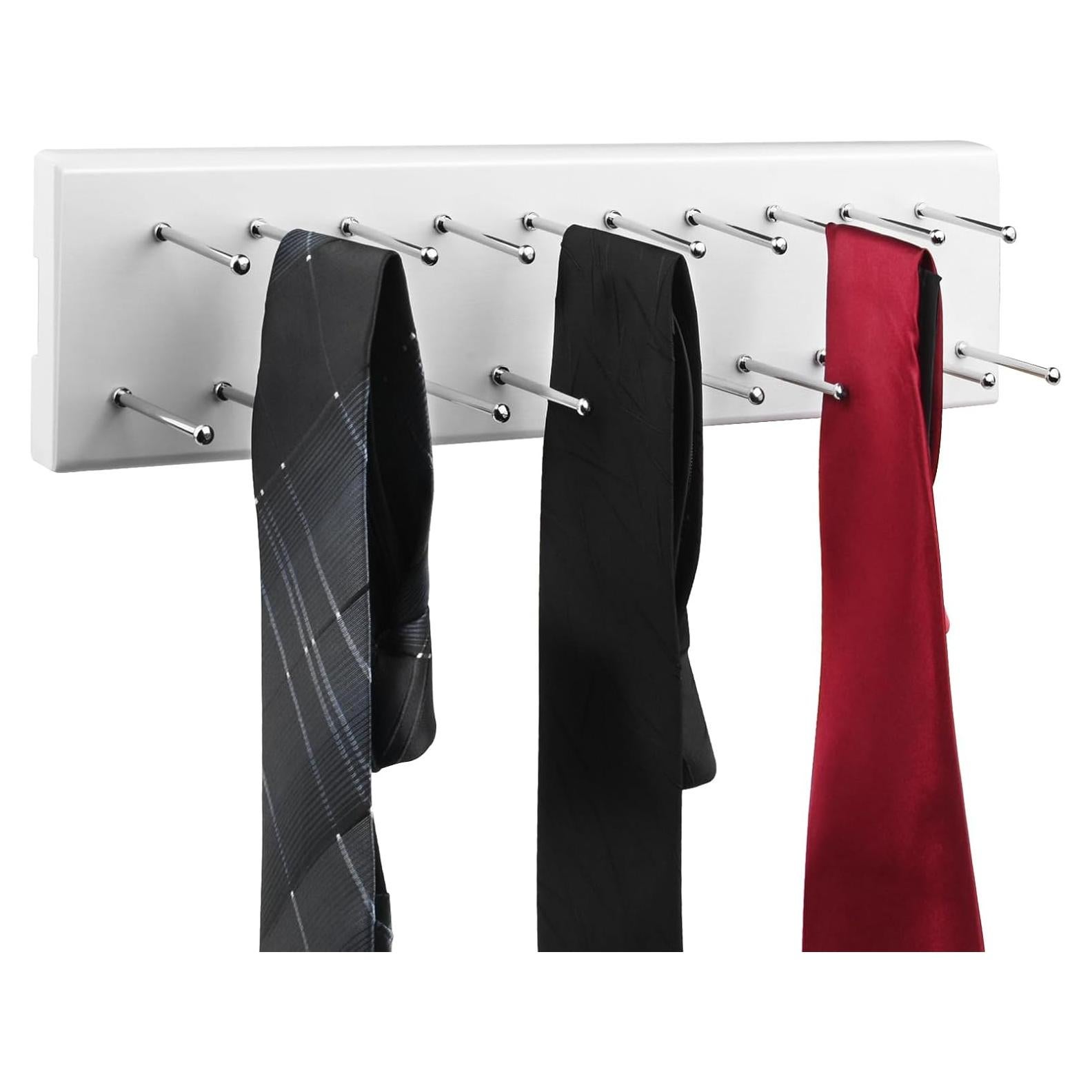 Soporte de Corbatas y Cinturones Vrietina Blanco Madera 21 Ganchos