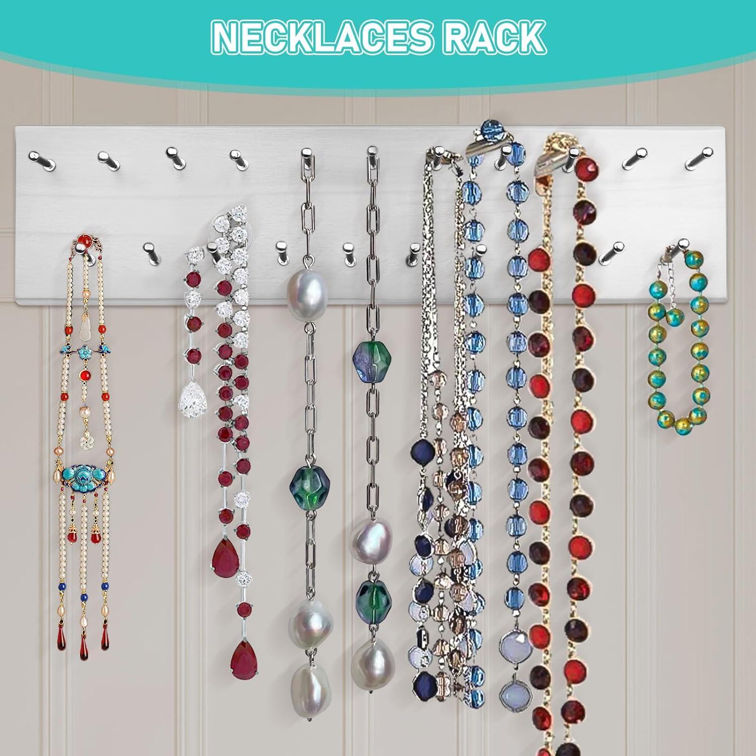 Soporte de Corbatas y Cinturones Vrietina Blanco Madera 21 Ganchos