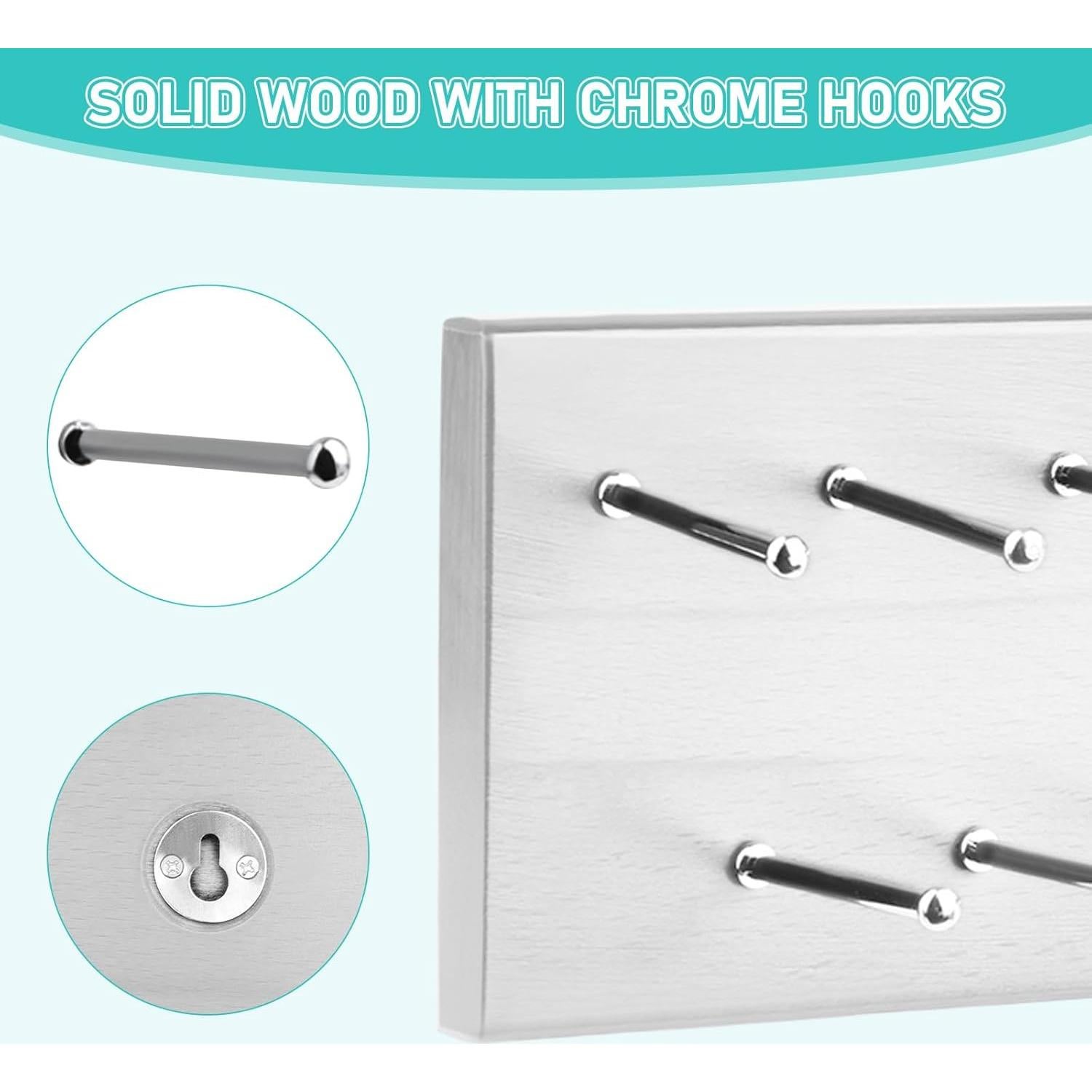 Soporte de Corbatas y Cinturones Vrietina Blanco Madera 21 Ganchos