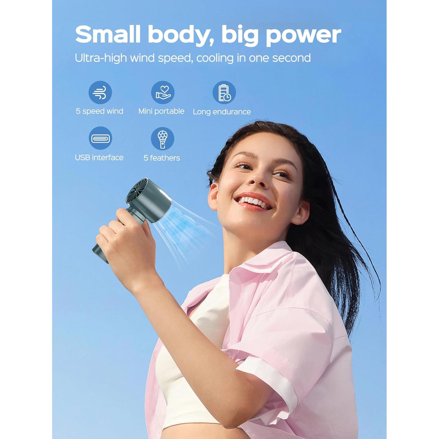 Ventilador Portátil ERABAY FY-8002 Recargable USB 4000mAh 5 Velocidades