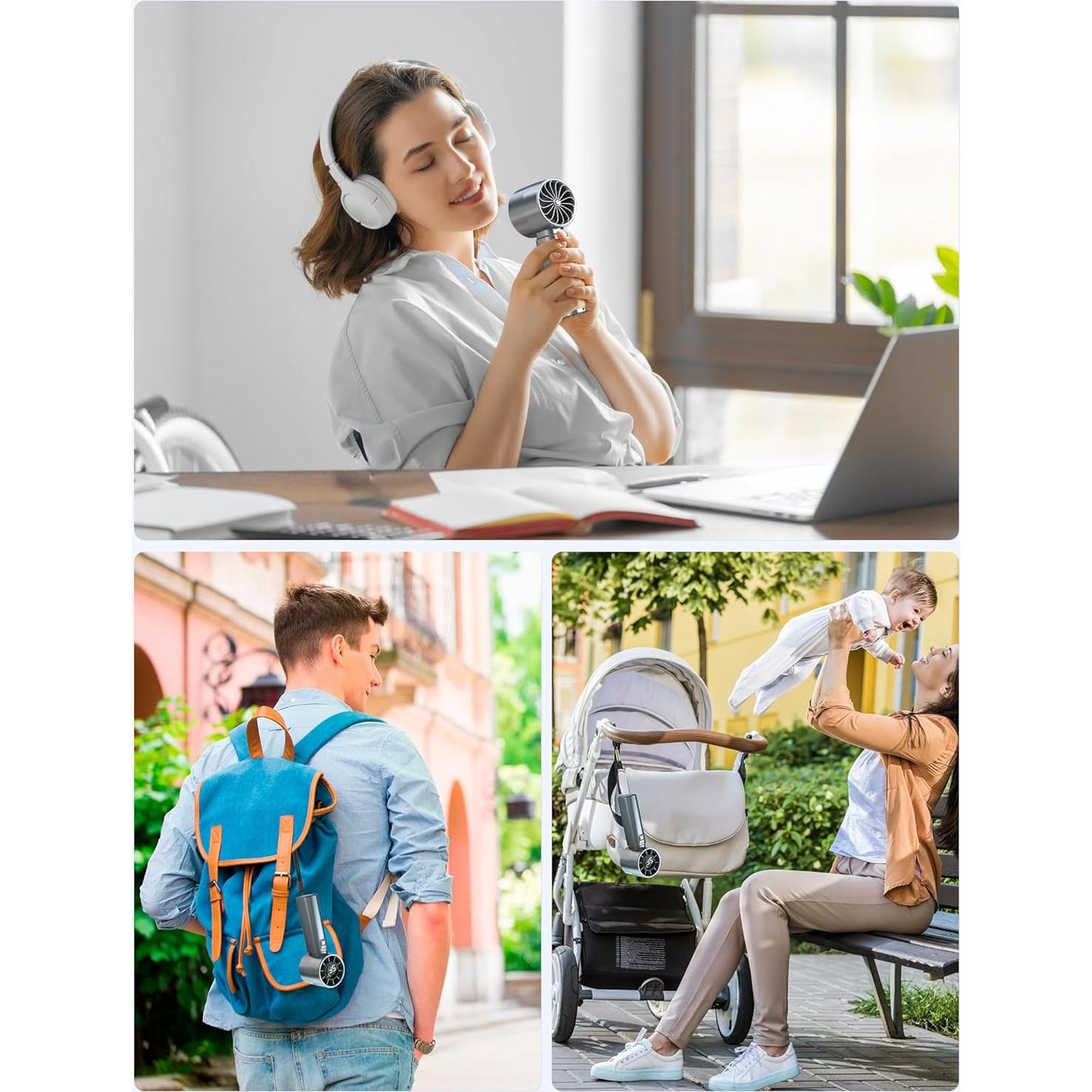 Ventilador Portátil ERABAY FY-8002 Recargable USB 4000mAh 5 Velocidades