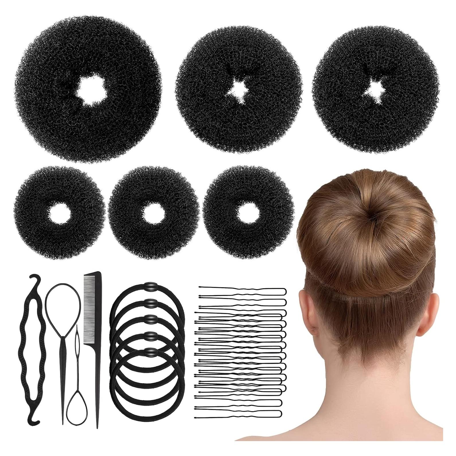 Juego de Hacer Moños de Cabello PMRXSETD - 6 Piezas, Negro