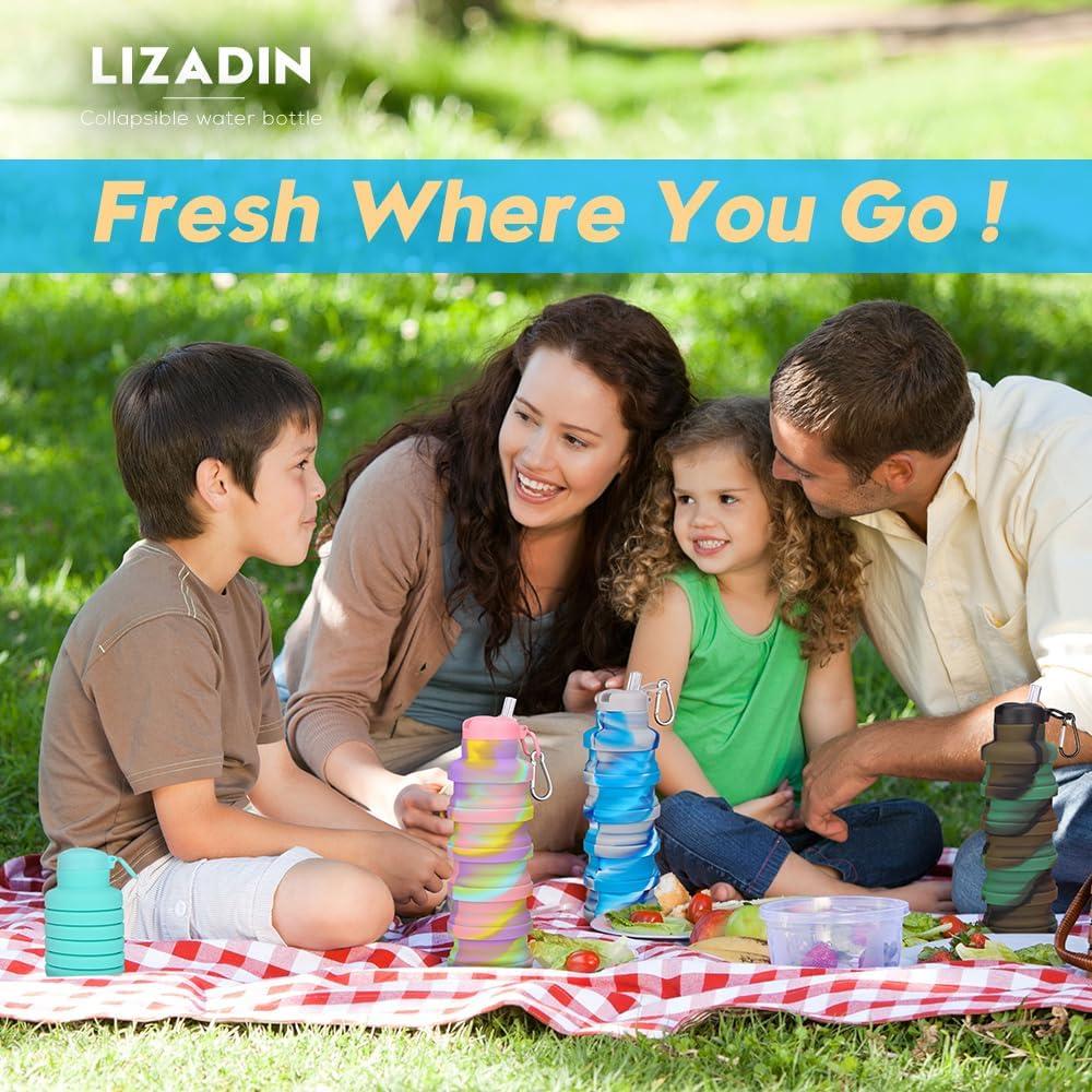 Botellas de Agua Plegables LIZADIN 500ml Silicona BPA Free