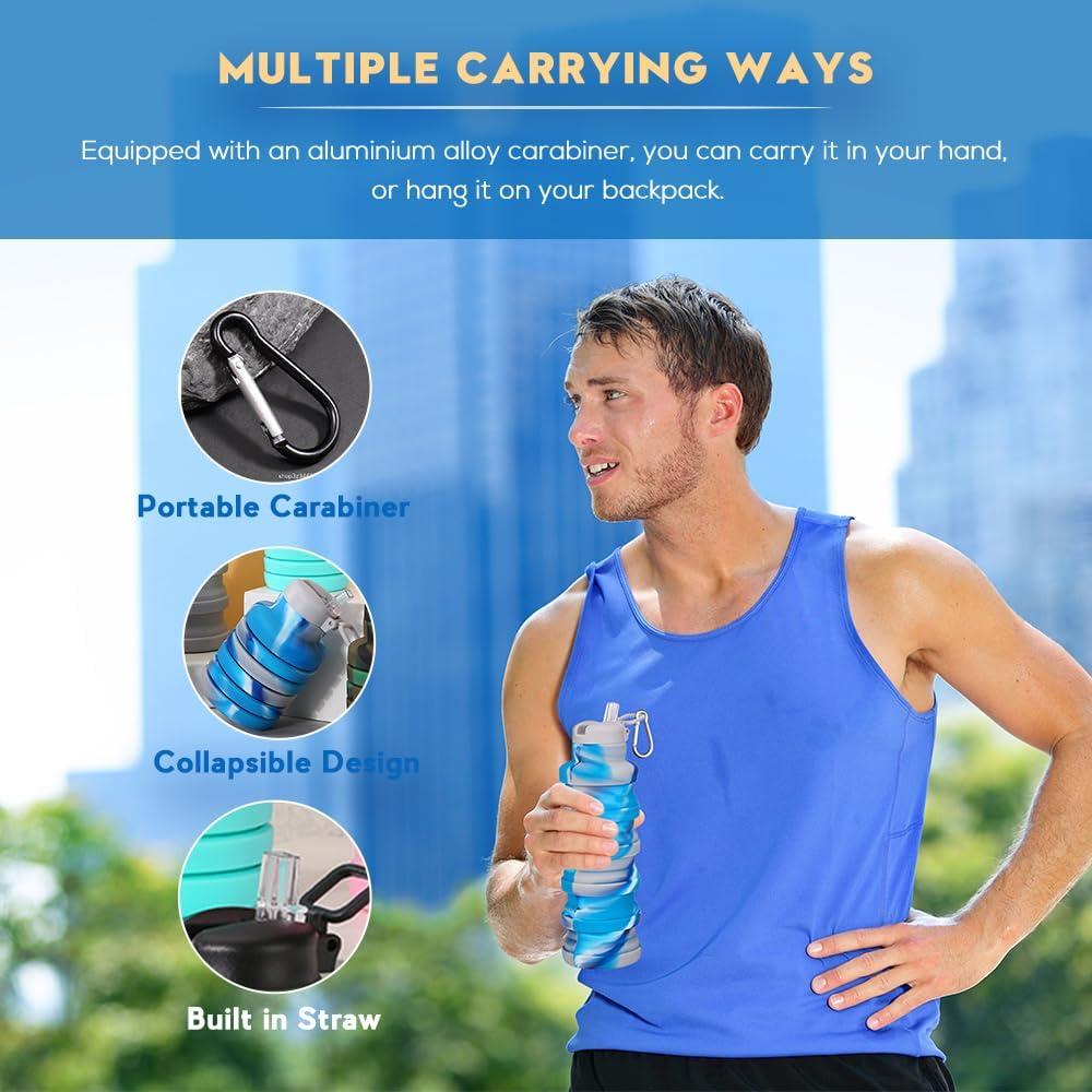 Botellas de Agua Plegables LIZADIN 500ml Silicona BPA Free