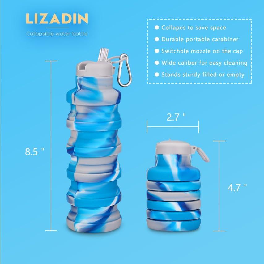 Botellas de Agua Plegables LIZADIN 500ml Silicona BPA Free