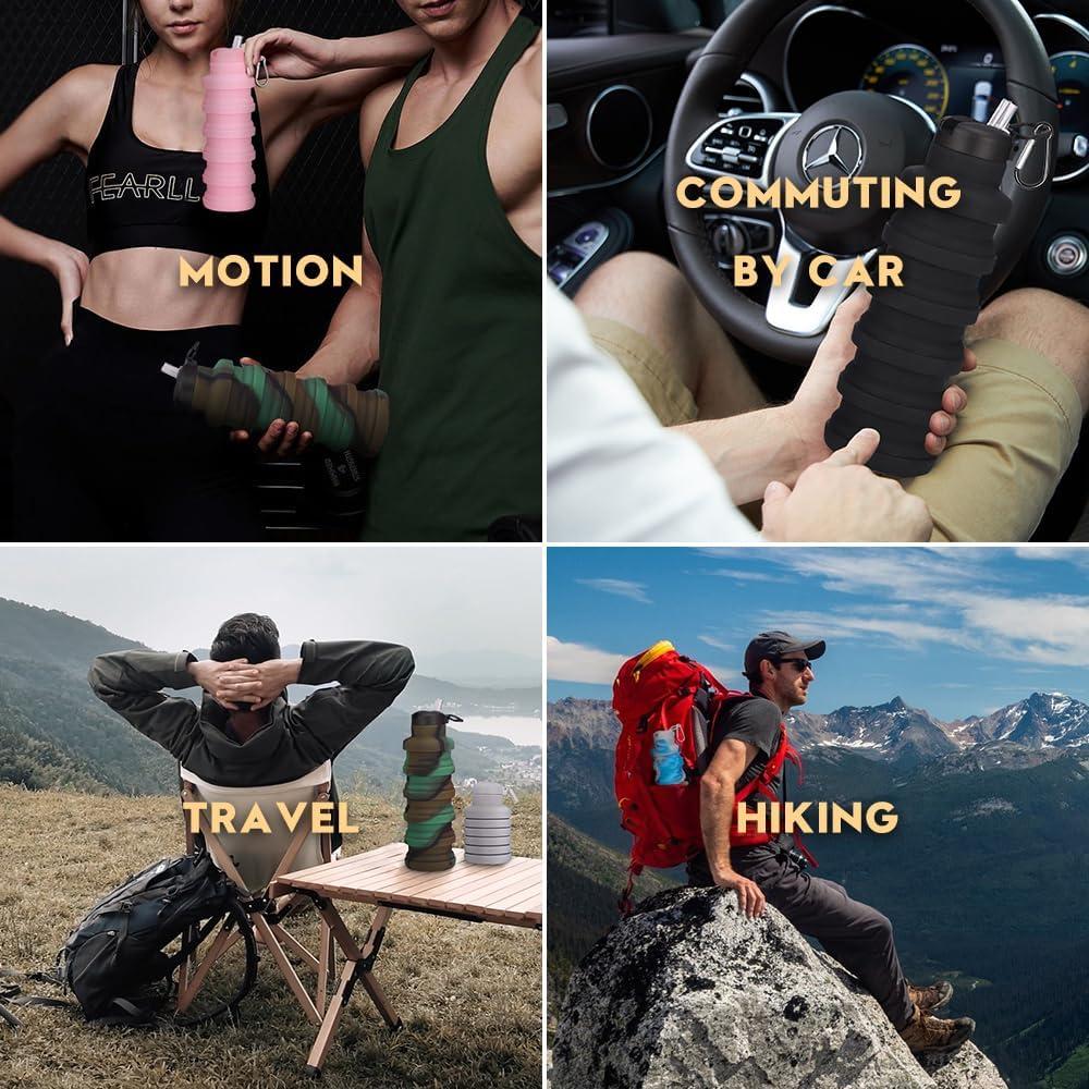 Botellas de Agua Plegables LIZADIN 500ml Silicona BPA Free