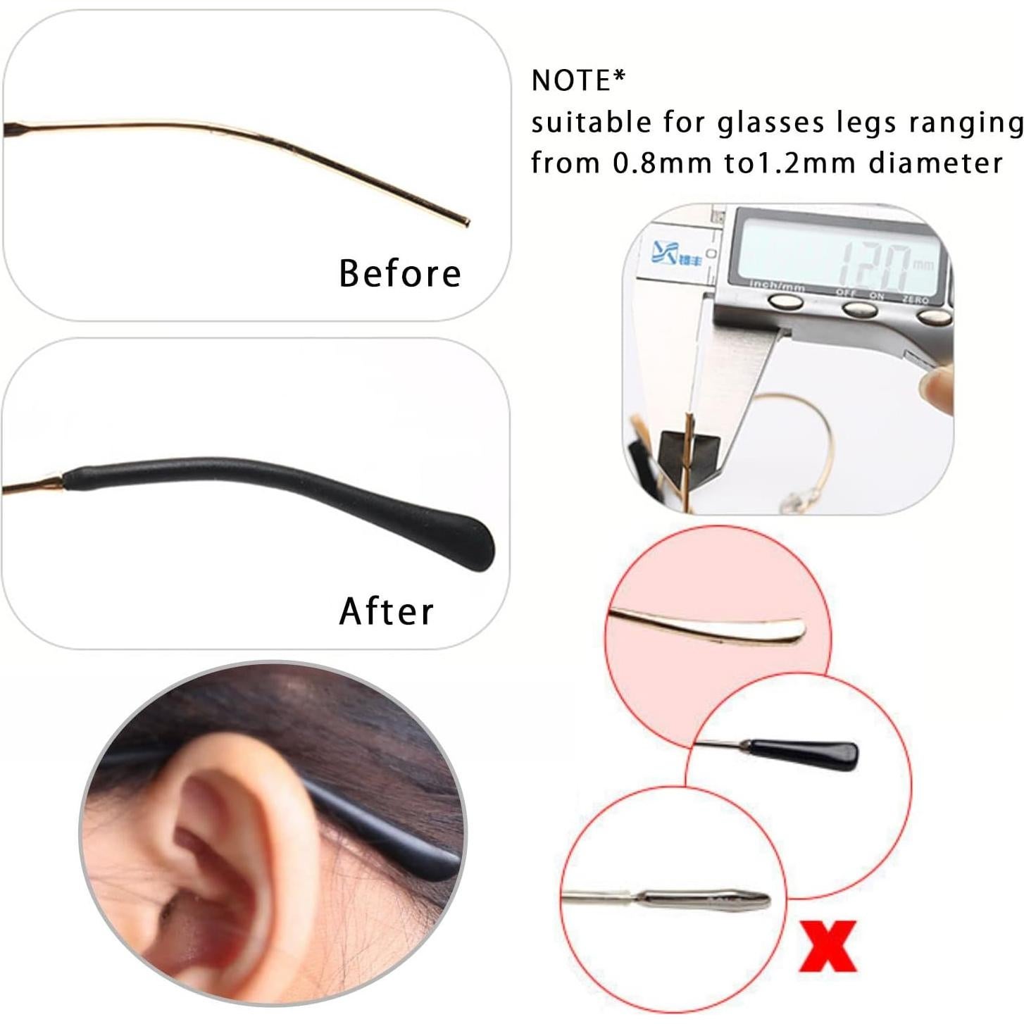 Puntas de Gafas de Silicona Antideslizante KECHIO 2 Negro 1 Blanco 2 Marrón