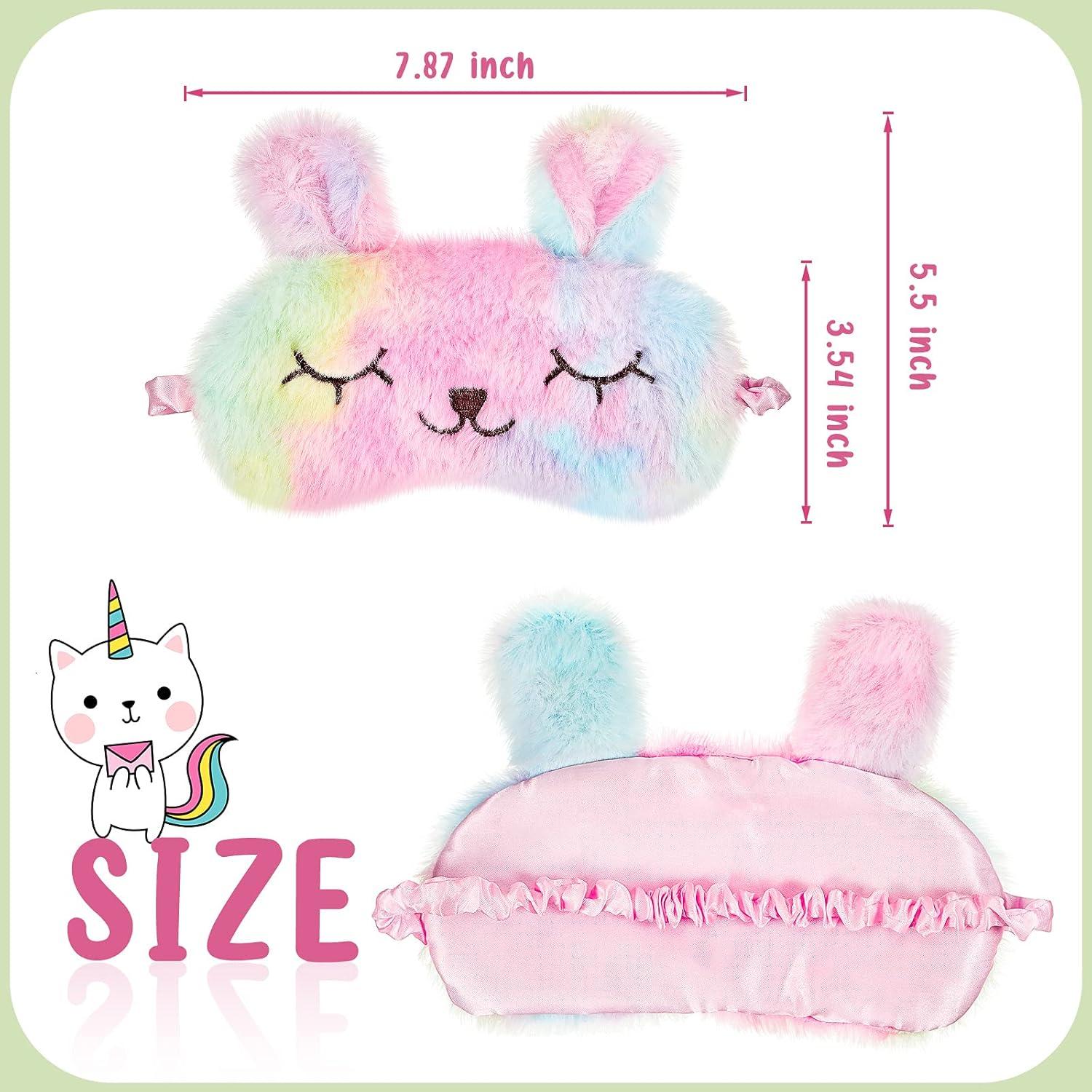 Geyoga 6 Pcs Máscaras de Sueño de Felpa - Conejo, Unicornio y Gato