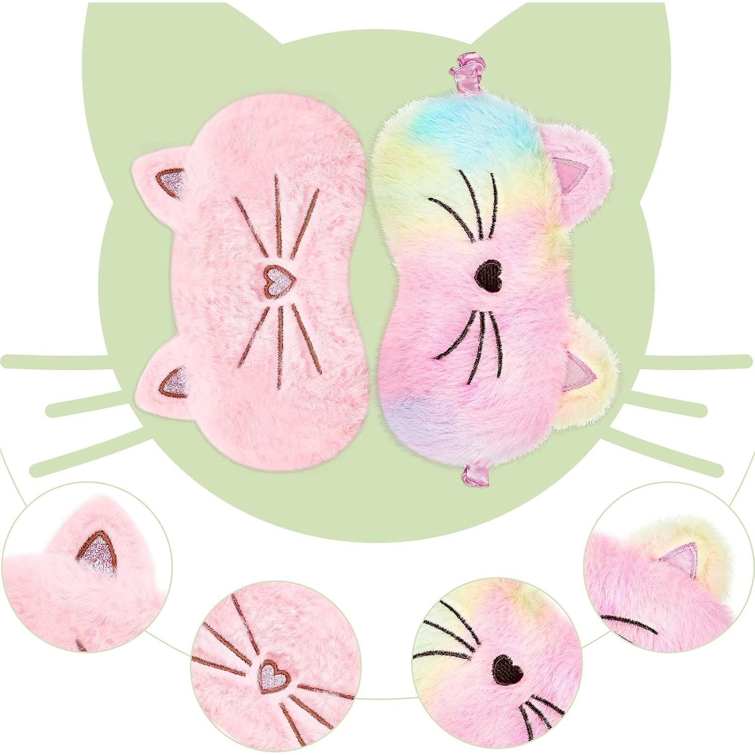 Geyoga 6 Pcs Máscaras de Sueño de Felpa - Conejo, Unicornio y Gato